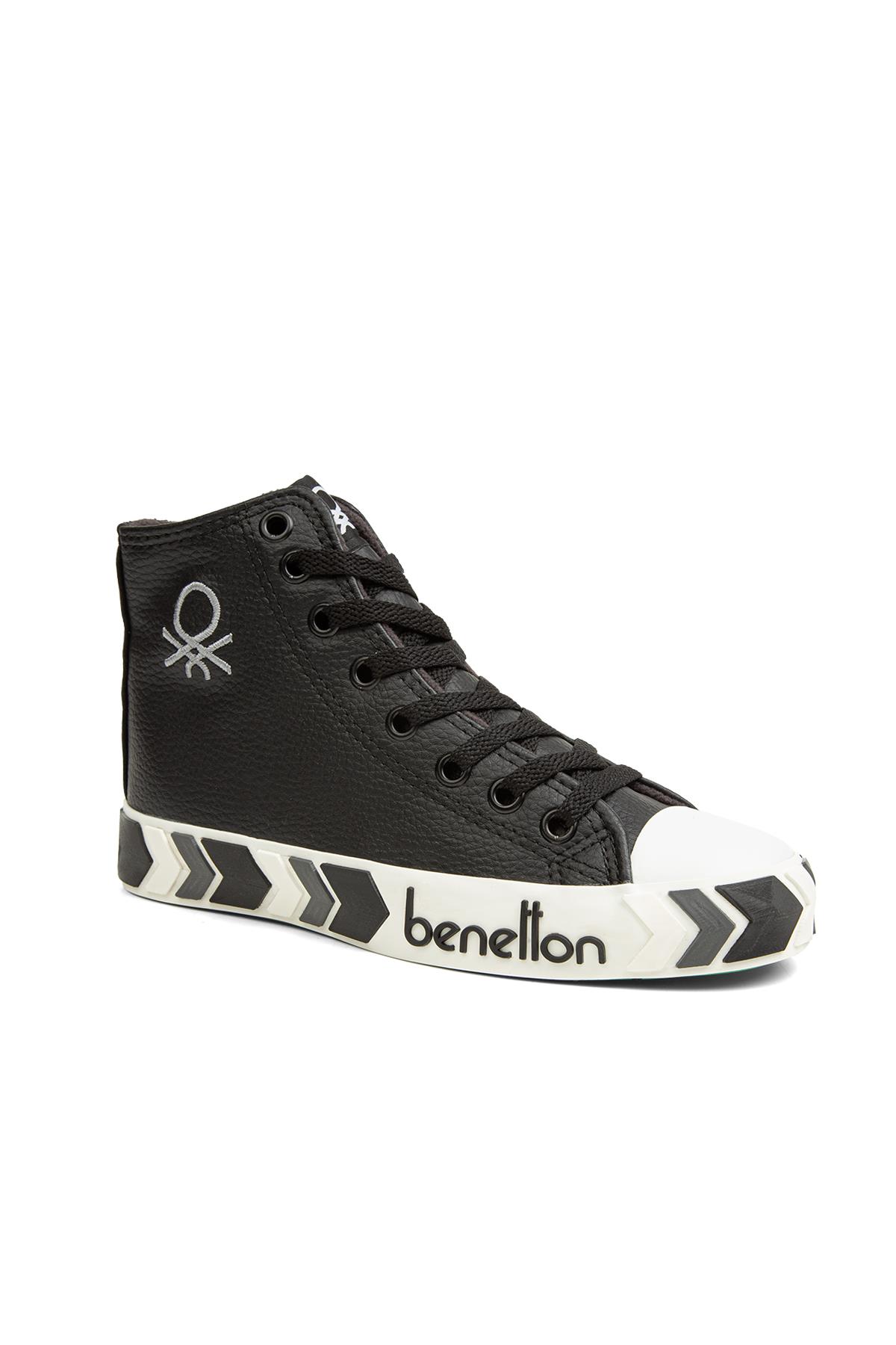 Benetton Benetton ® | BN-30721 - 3374 Siyah Beyaz - Kadın Spor Ayakkabı Sneaker | Flo Siyah - 3. görsel