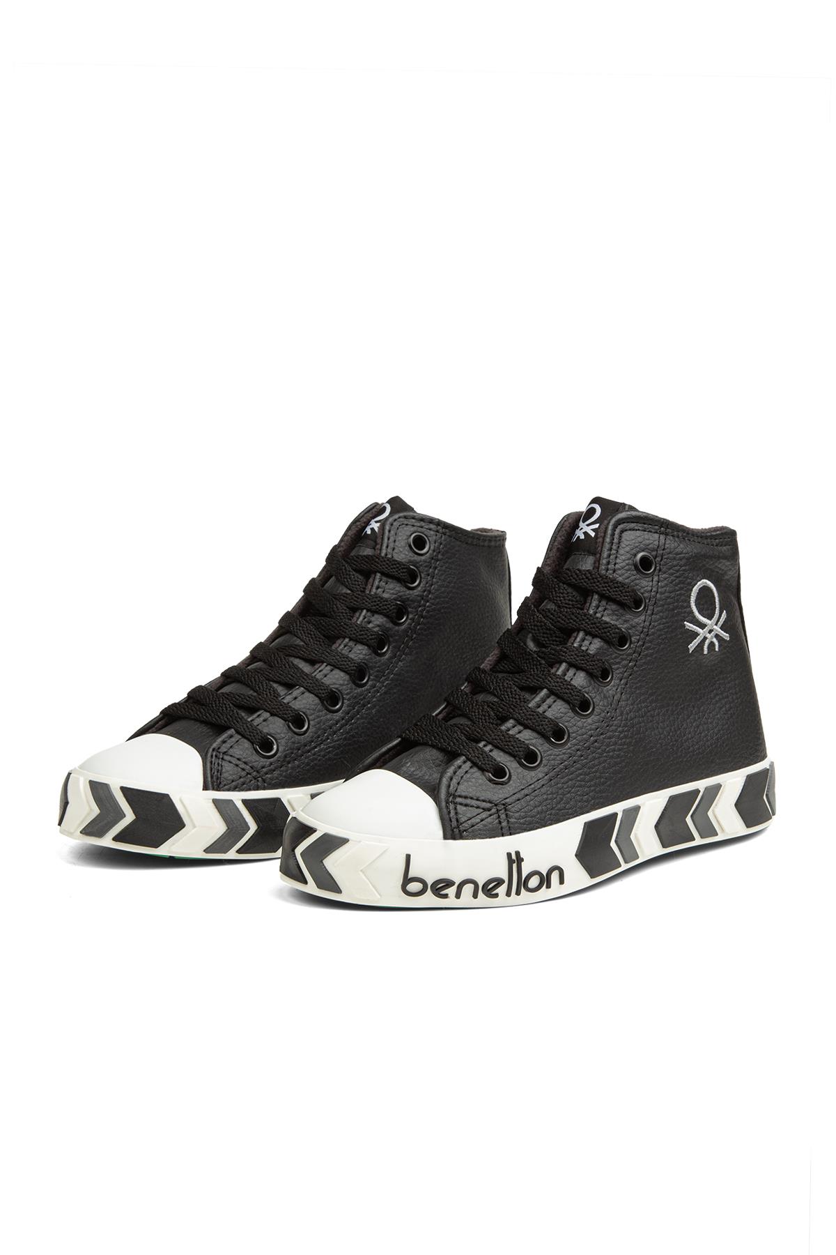 Benetton Benetton ® | BN-30721 - 3374 Siyah Beyaz - Kadın Spor Ayakkabı Sneaker | Flo Siyah - 5. görsel