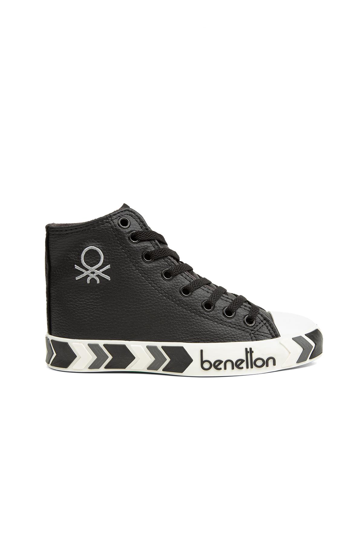 Benetton Benetton ® | BN-30721 - 3374 Siyah Beyaz - Kadın Spor Ayakkabı Sneaker | Flo Siyah - 2. görsel