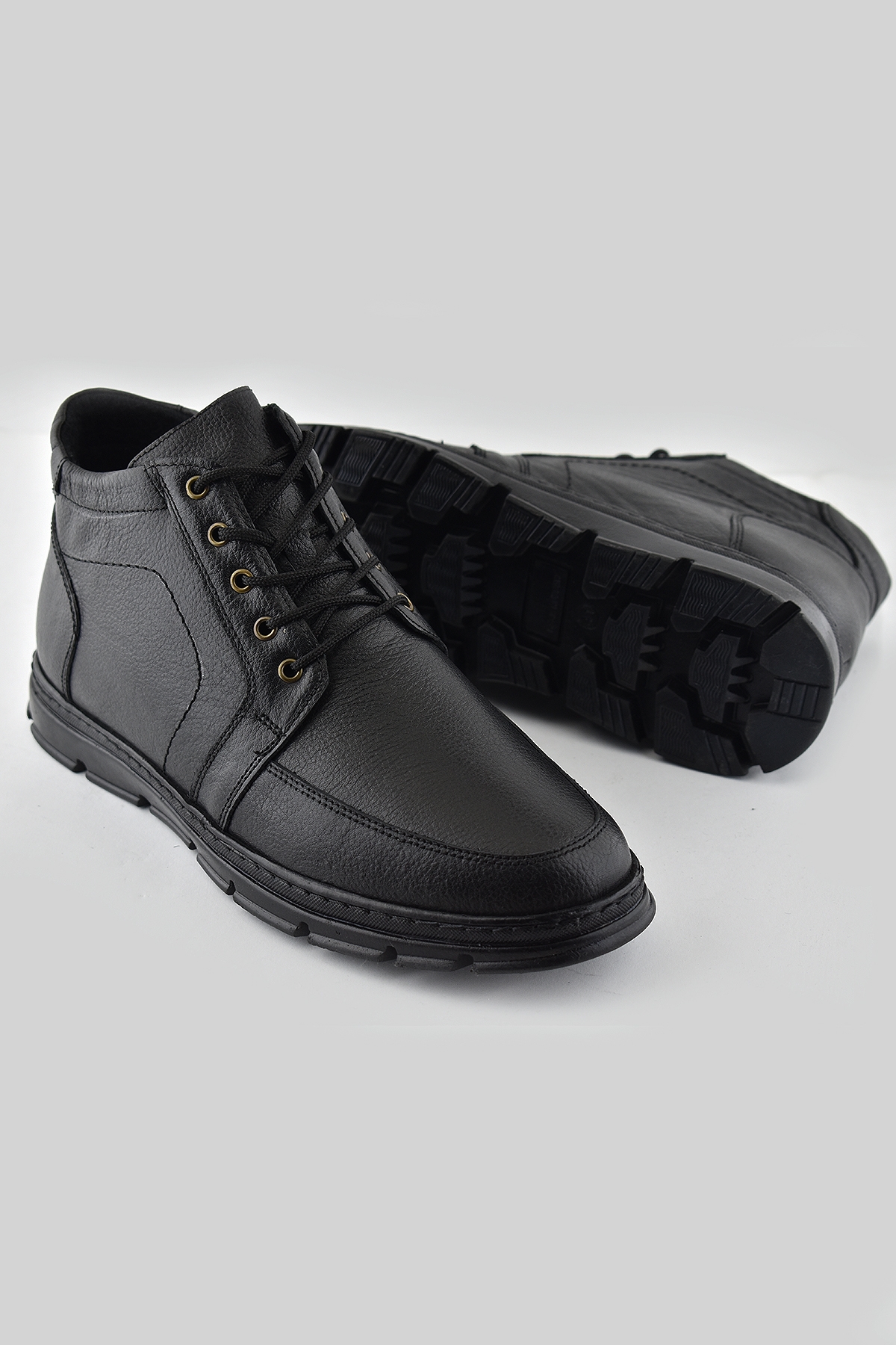 225 Hakiki Deri Ortopedik Kaymaz Taban Erkek Bot Ayakkabı Kauçuk Taban - Görsel 3