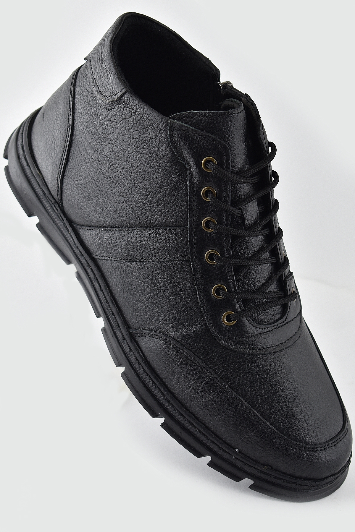 225-2 Hakiki Deri Ortopedik Kaymaz Taban Erkek Bot Ayakkabı Kauçuk Taban - Görsel 4