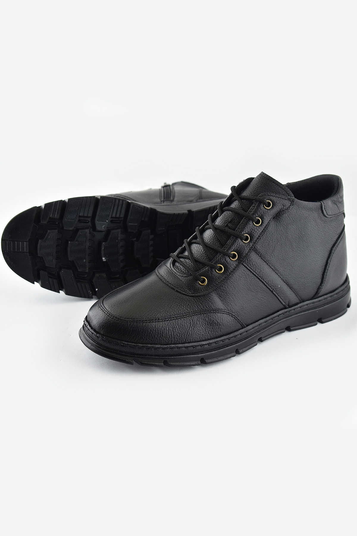 225-2 Hakiki Deri Ortopedik Kaymaz Taban Erkek Bot Ayakkabı Kauçuk Taban - Görsel 6