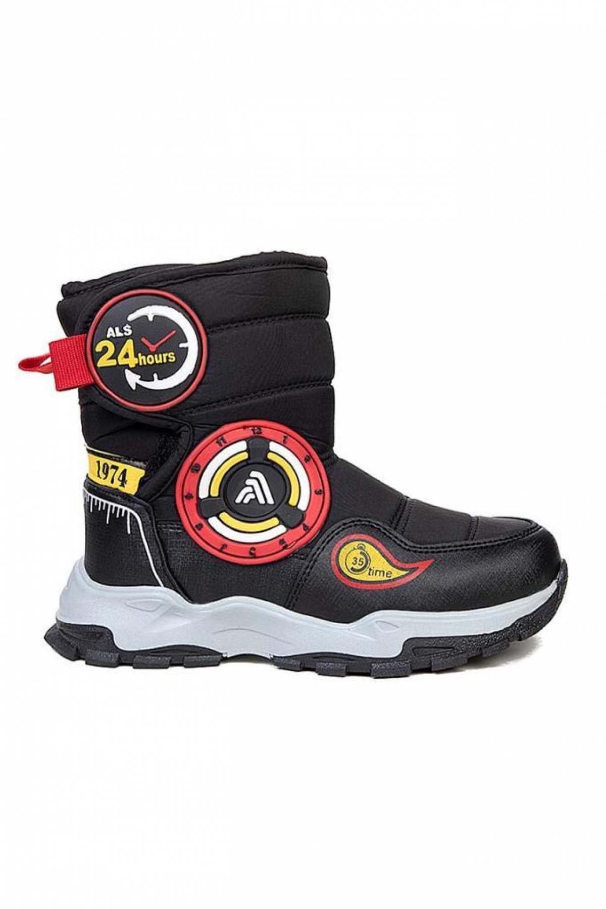 2221F Kürklü Çocuk Kar Bot Siyah Kırmızı - Görsel 3
