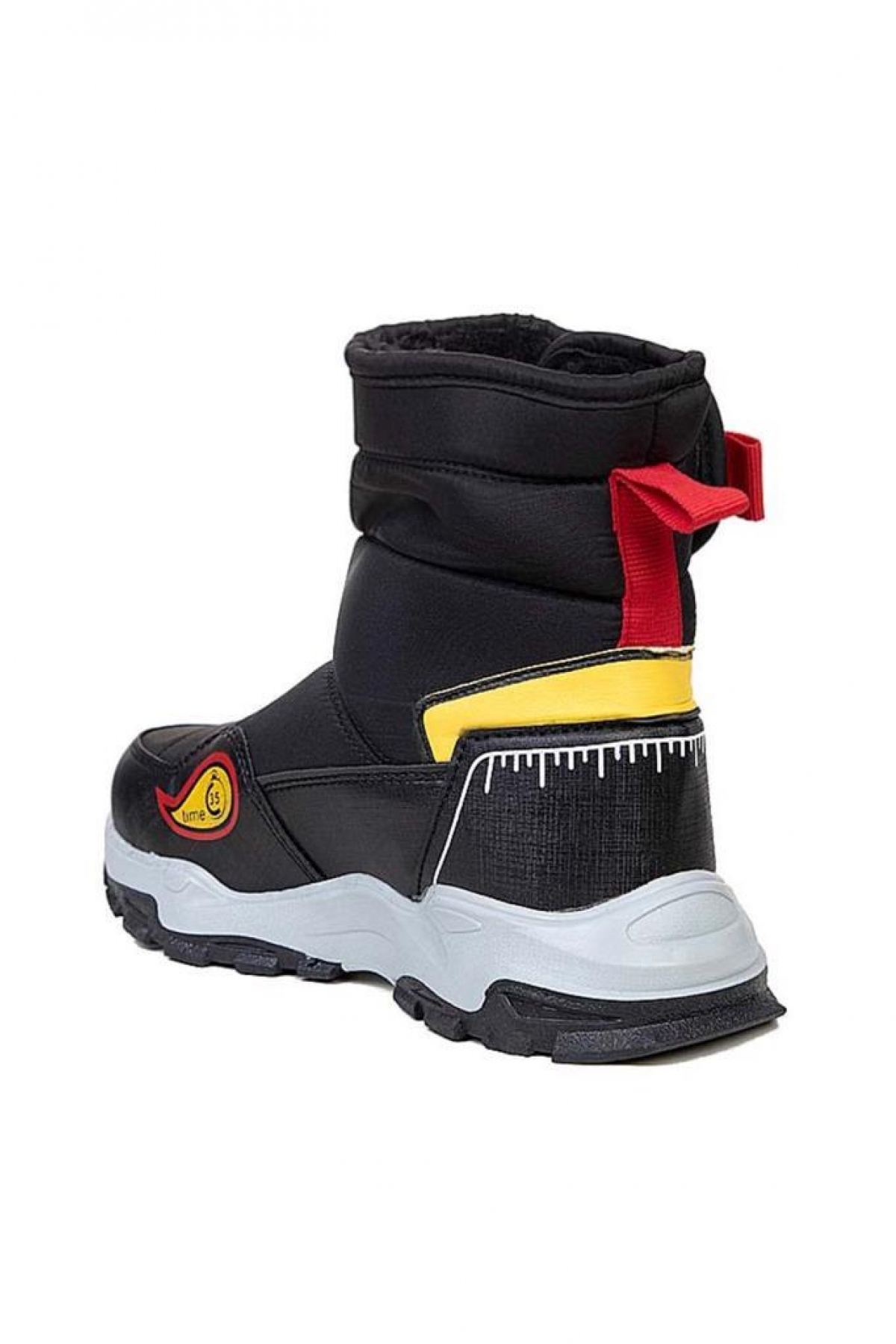 2221F Kürklü Çocuk Kar Bot Siyah Kırmızı - Görsel 4