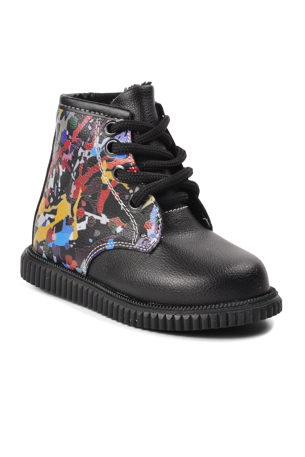 Arz 2301001-P Siyah İçi Kürklü Fermuarlı Çocuk Bot - Görsel 4