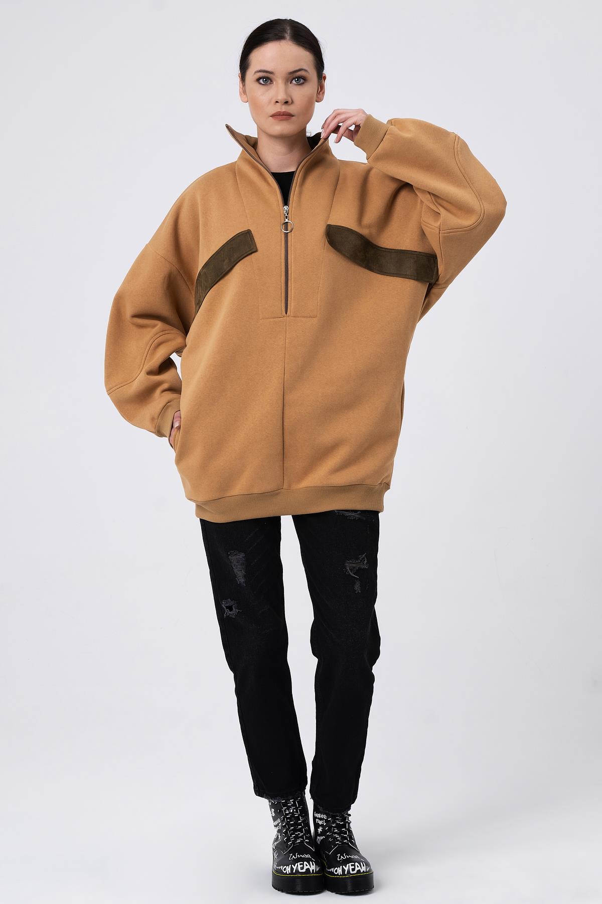 ALEXANDERGARDI SÜS CEPLİ OVERSİZE SWEATSHIRT (B22-398A)