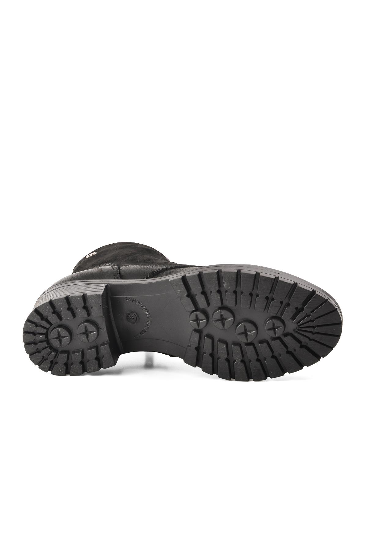 3312K Siyah Hakiki Deri Kadın Topuklu Bot - Görsel 6