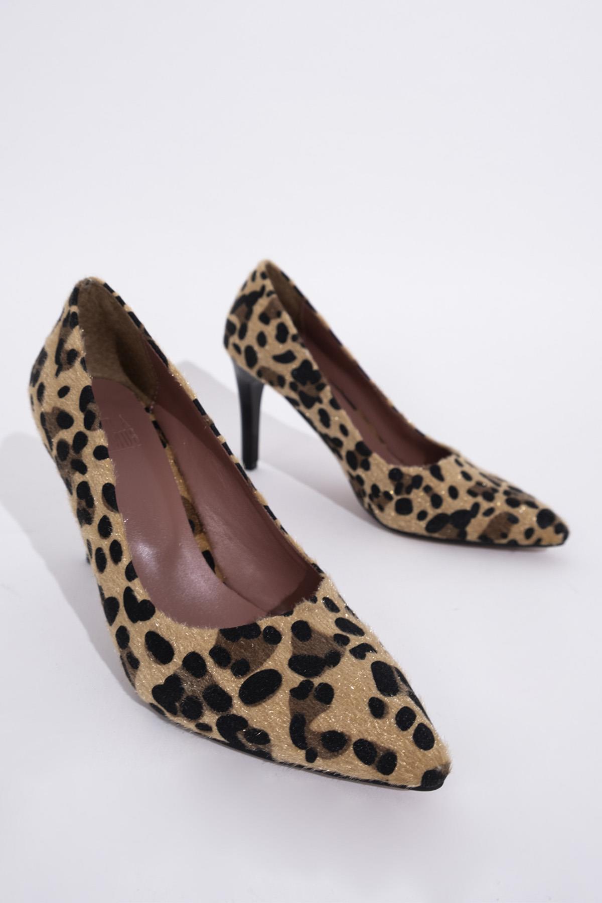 Anger Leopar Yüksek Topuklu Stiletto Ayakkabı - Görsel 5