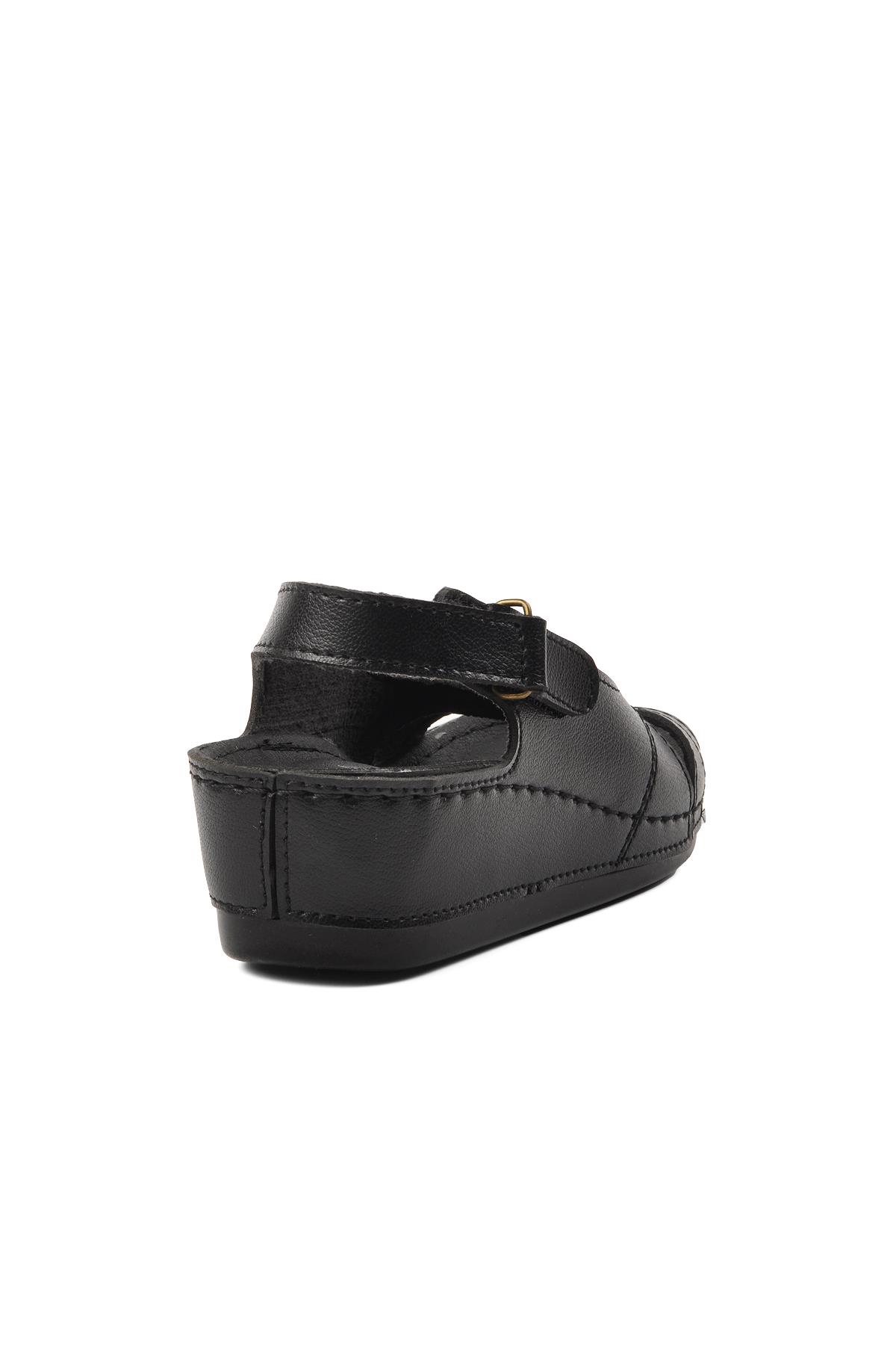 15.027 Siyah Kadın Dolgu Topuk Sandalet - Görsel 5