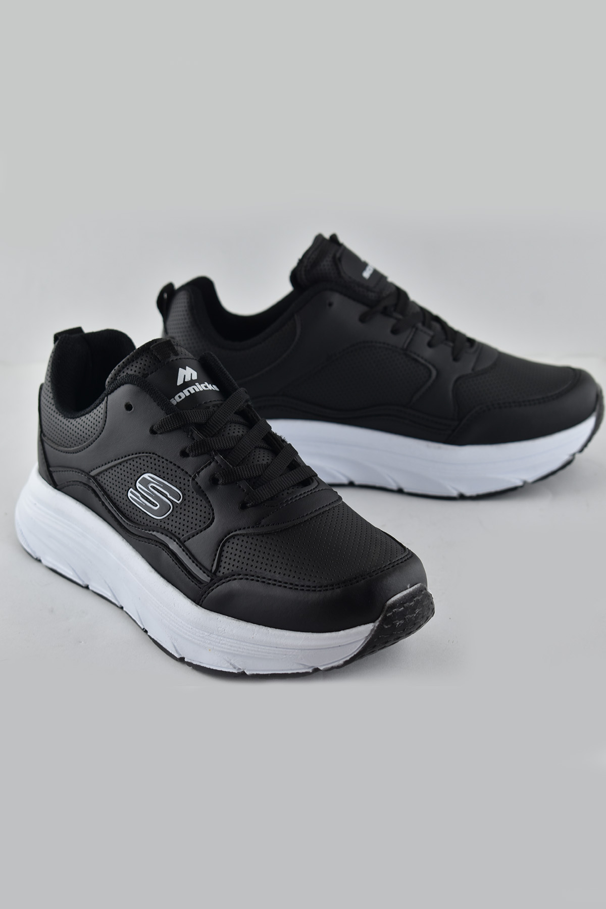 8888 Full Ortopedik Siyah Beyaz Yüksek Taban Kadın Spor Ayakkabı SUYA DAYANIKLI - Görsel 4