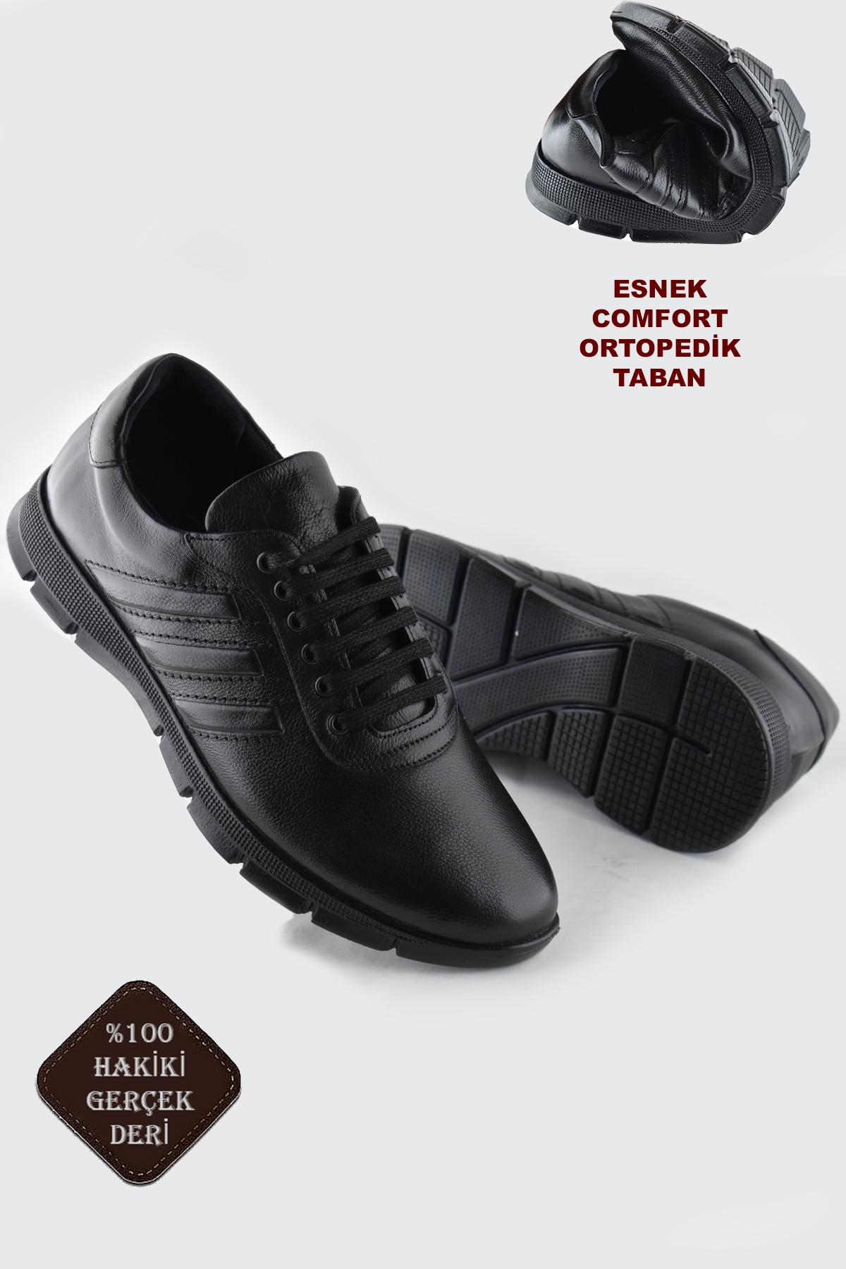 220 Ortopedik Taban İç Dış Hakiki Deri Erkek Ayakkabı Günlük Güvenal - Görsel 3