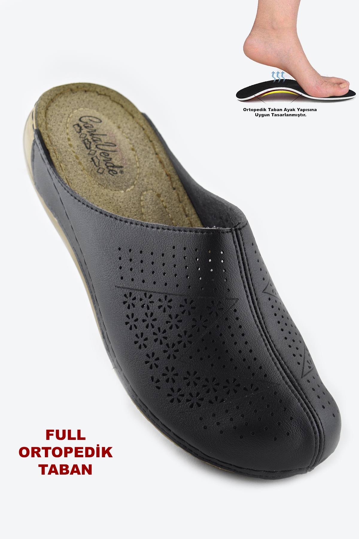 151390 Carlaverde Tam Ortopedik Kapalı Siyah Kadın Terlik Kadın Sandalet - Görsel 2