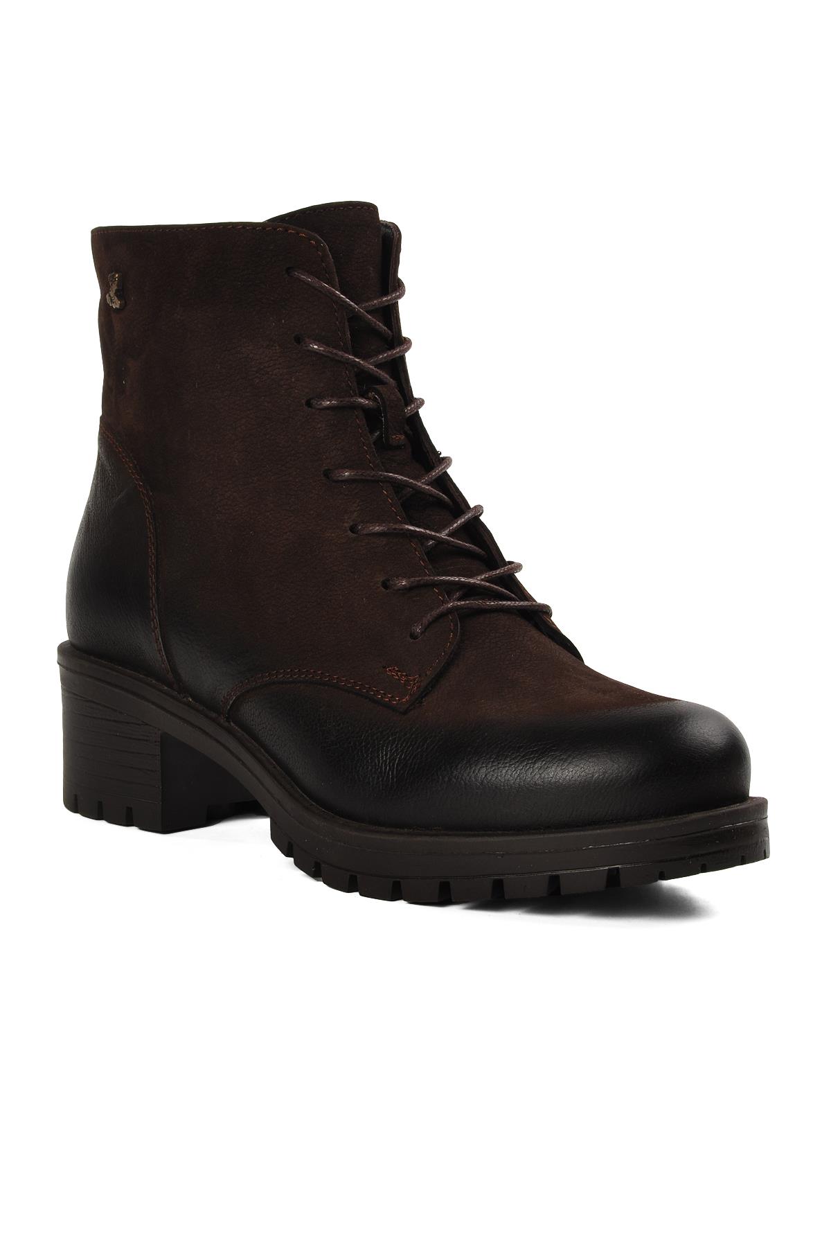 3312K Kahve Nubuk Hakiki Deri Kadın Topuklu Bot - Görsel 2