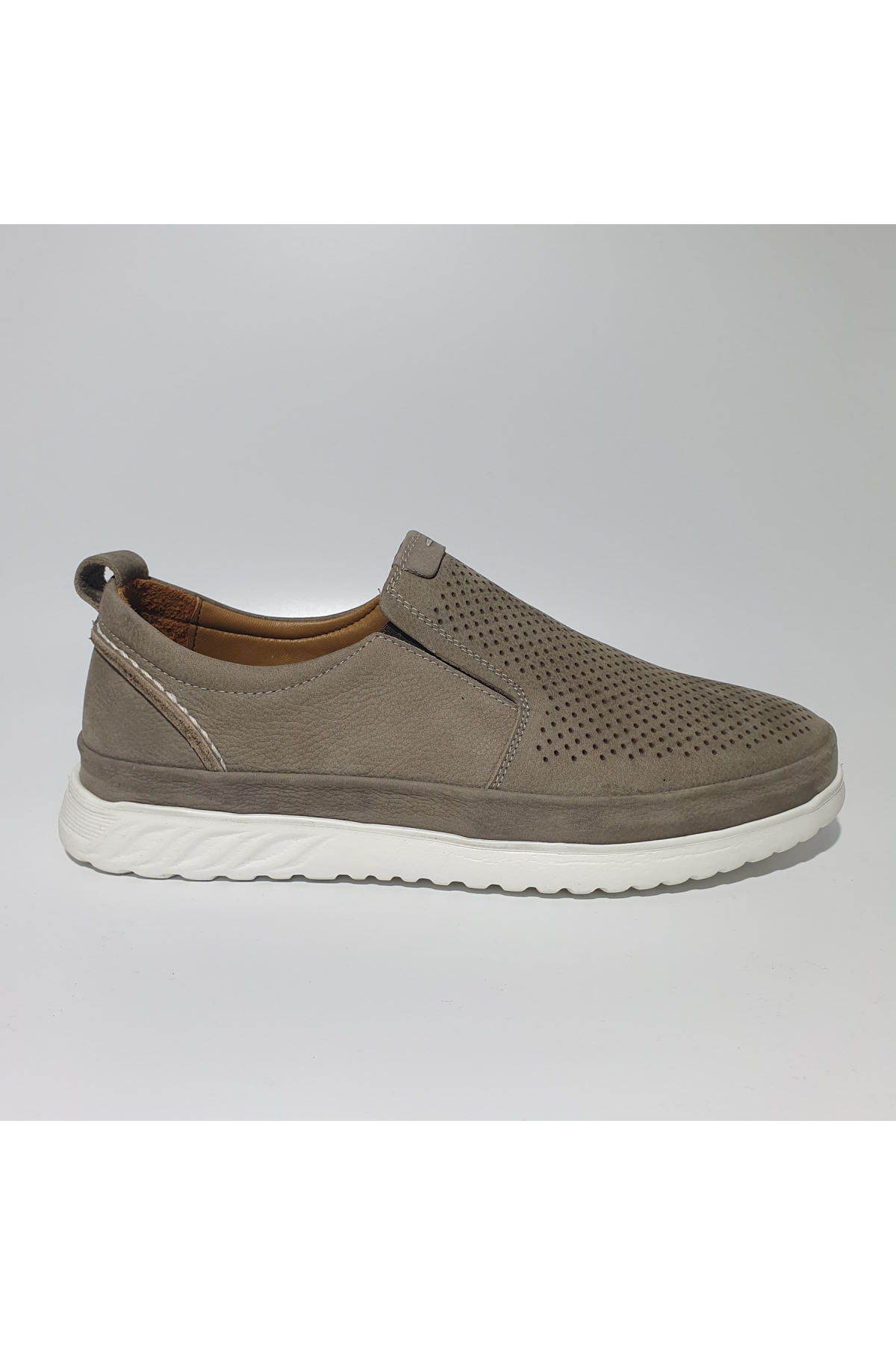 DR.JELLS Delik Baskılı Bağsız Spor Kesim Günlük Comfort Hakiki/Gerçek Deri AyakkabıY0178-L03 - Görsel 3