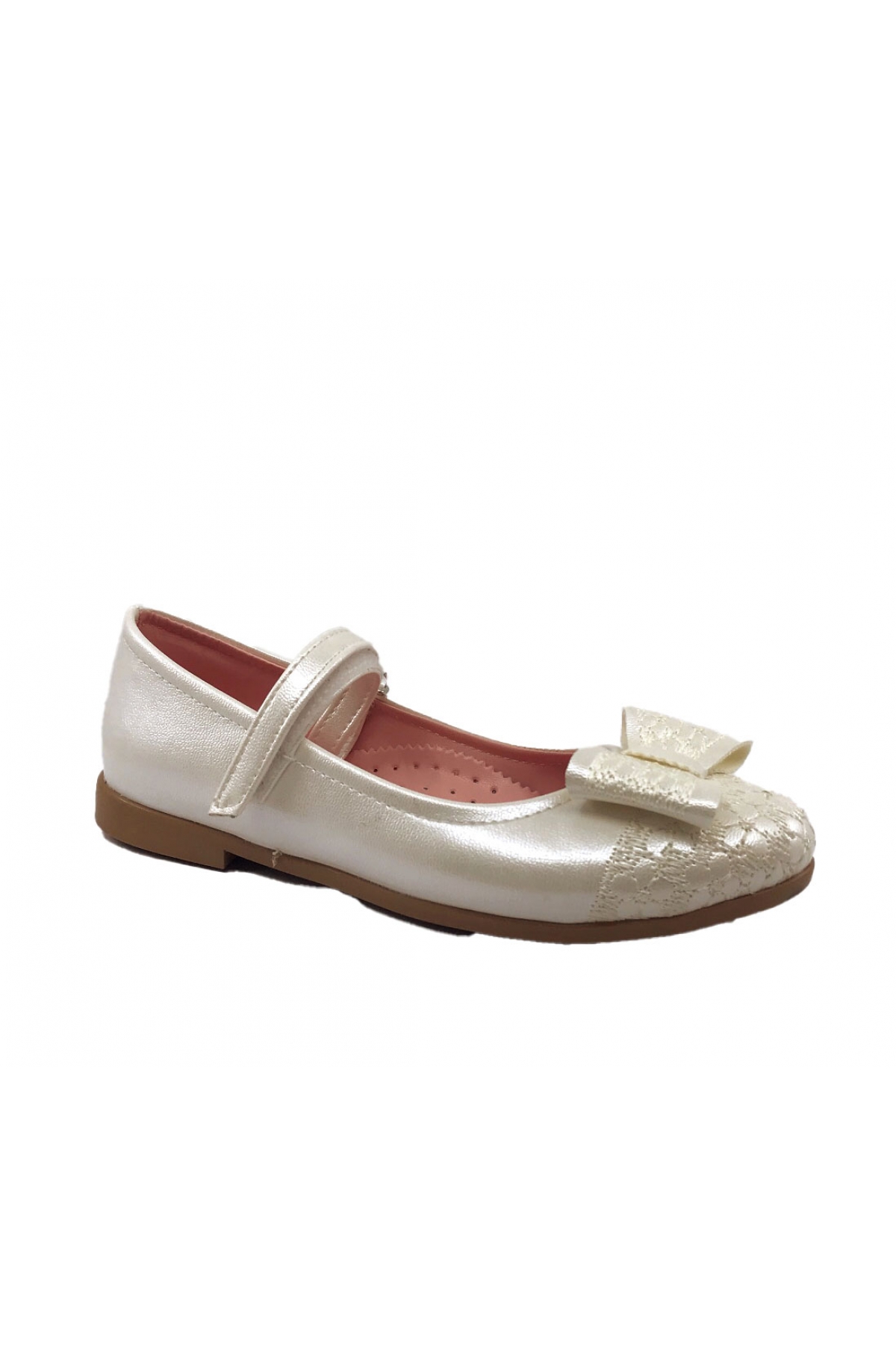 3996 Kız Çocuk Papyon Fiyonk Cırtlı Babet Ayakkabı - Görsel 3