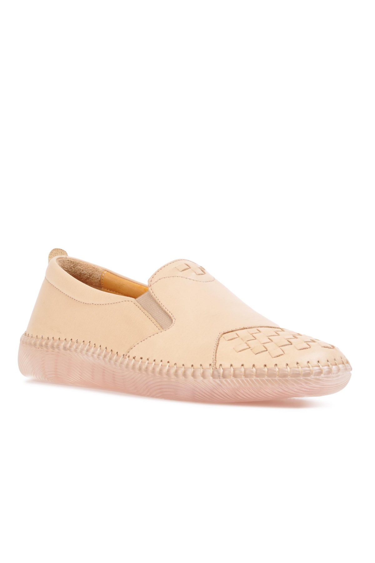 04132 Bej Kadın Hakiki Deri Günlük Ayakkabı - Görsel 2