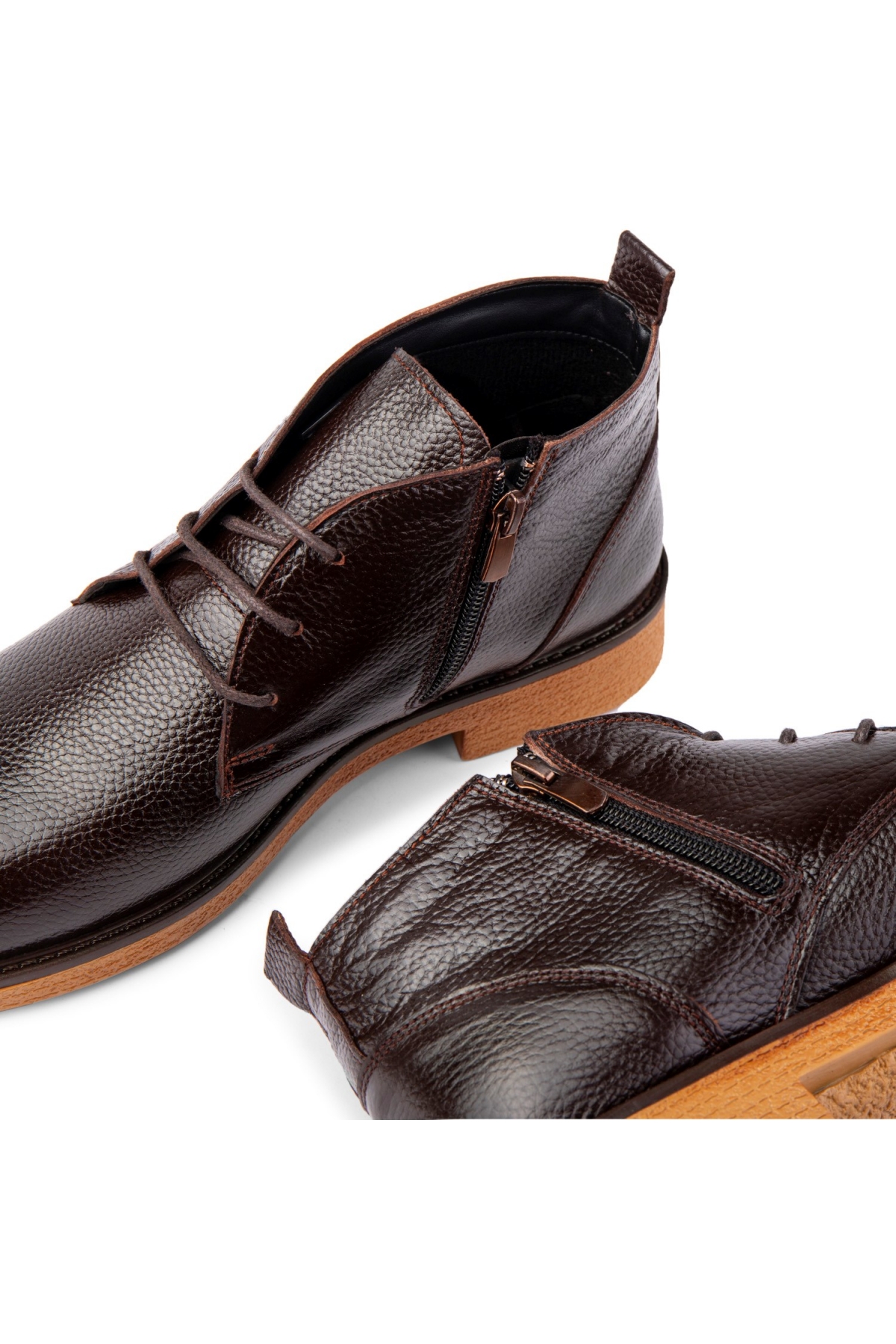 London Hakiki Deri Kaydırmaz Taban Bağcıklı Fermuarlı Chelsea Günlük Bot - Görsel 4