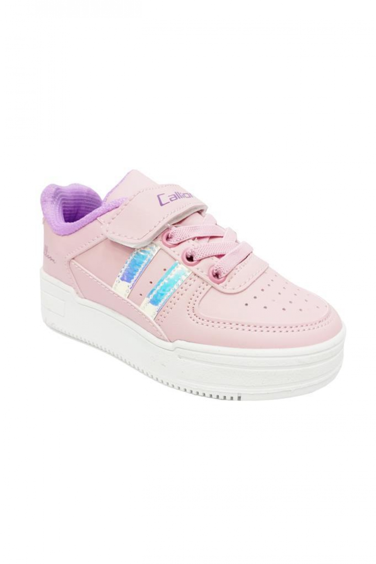 2024-P Deri Kız Çocuk Sneakers Ayakkabı Pembe Lila - Görsel 2