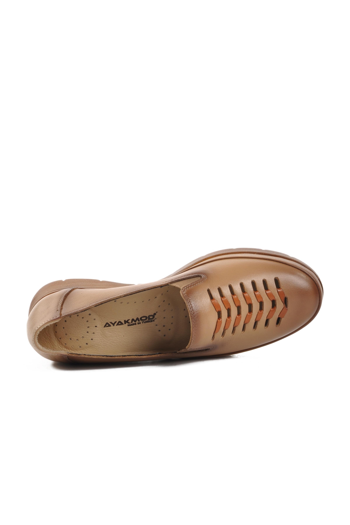 408 Krem Hakiki Deri Kadın Günlük Ayakkabı - Görsel 6