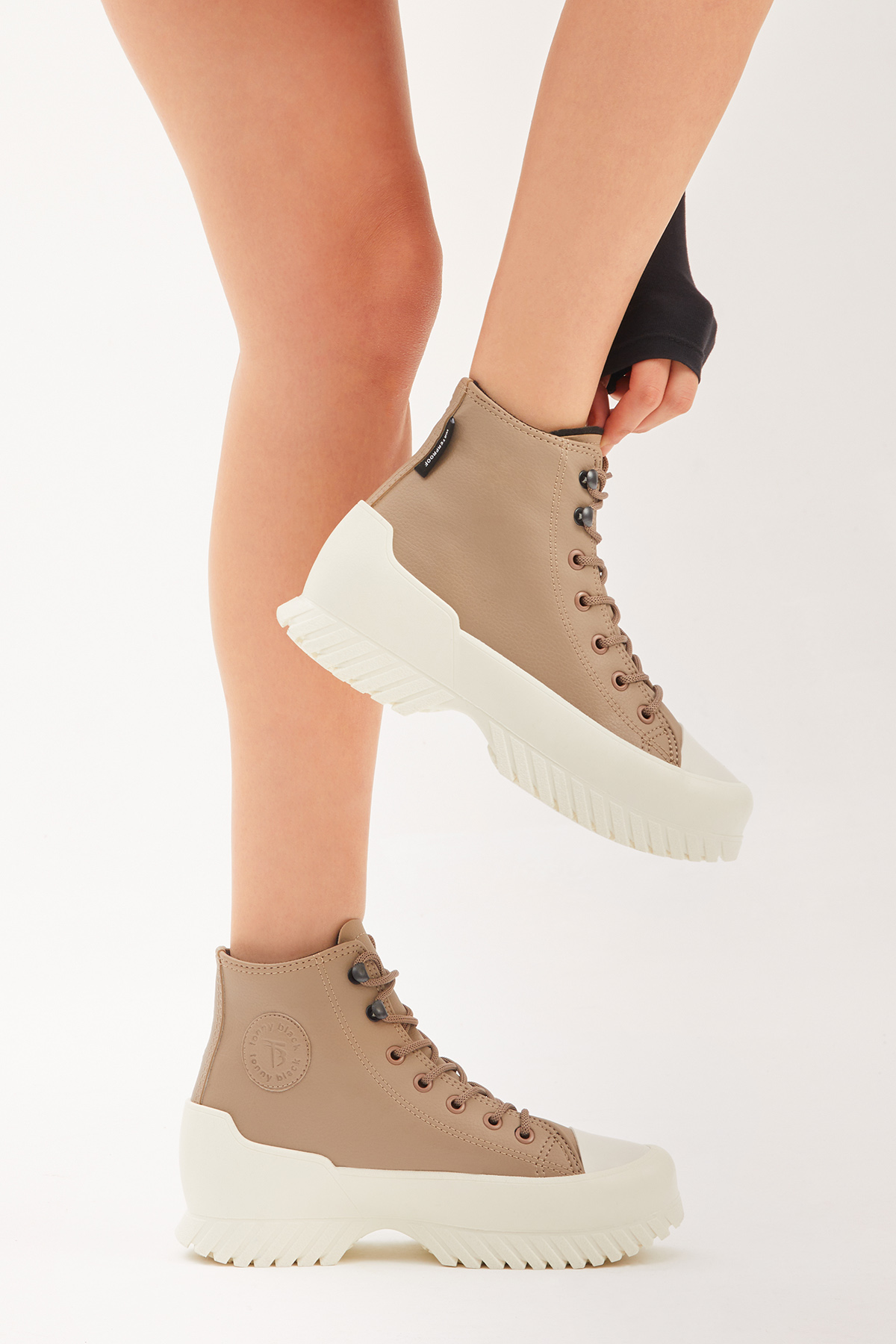 Kadın Vizon Rahat Kalıp Yüksek Taban Bağcıklı Spor Ayakkabı - Görsel 2