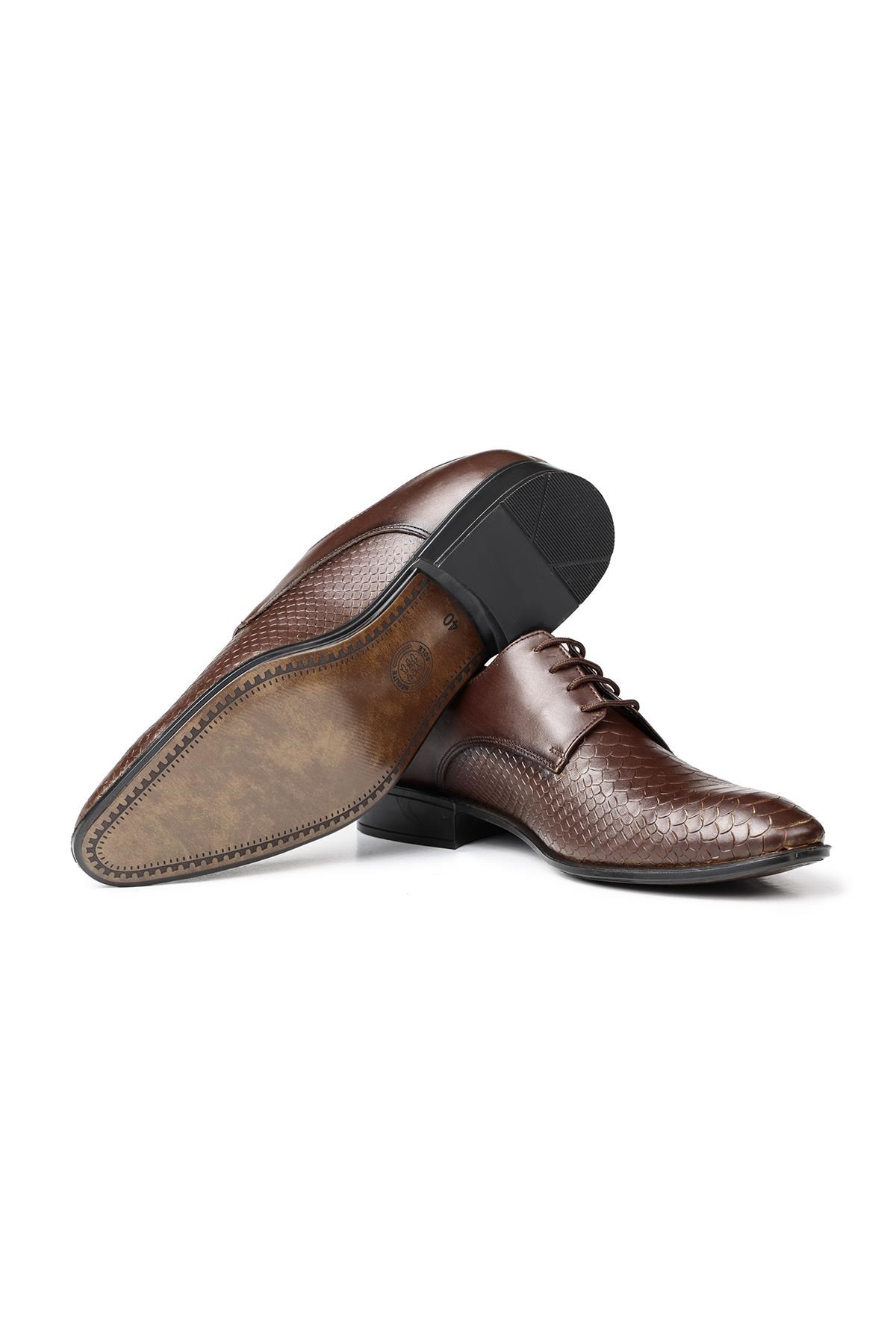 Croco Hakiki Deri Erkek Klasik Ayakkabı, Derby Klasik Ayakkabı, Bağcıklı Klasik Ayakkabı - Görsel 4