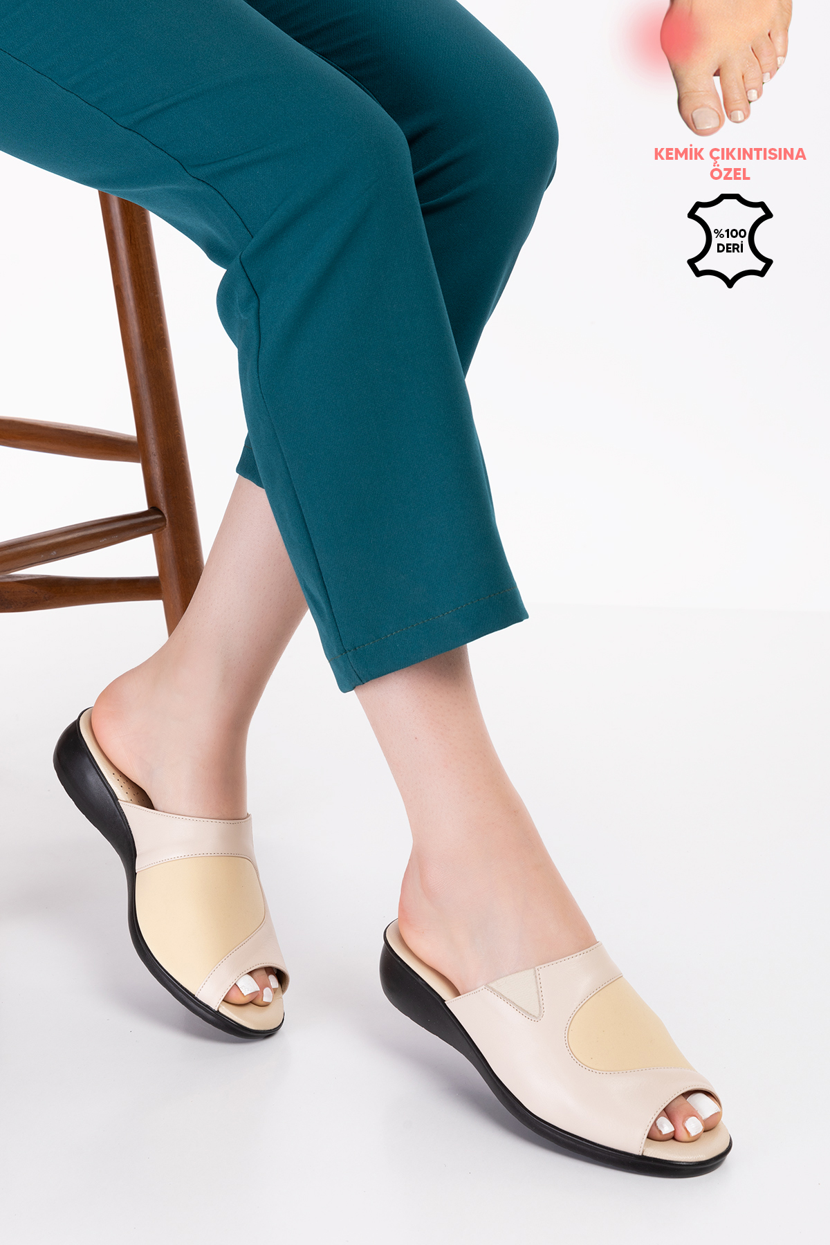 Gondol Hakiki Deri Kemik Çıkıntısına Özel Rahat Terlik özl.555 - Görsel 5