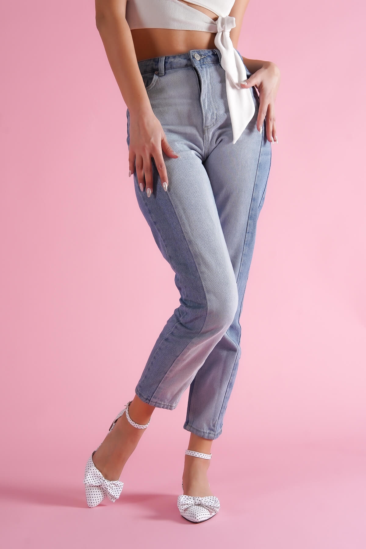 Misty Beyaz Puantiyeli Bilekten Bantlı Sivri Burun Günlük Babet - Görsel 5