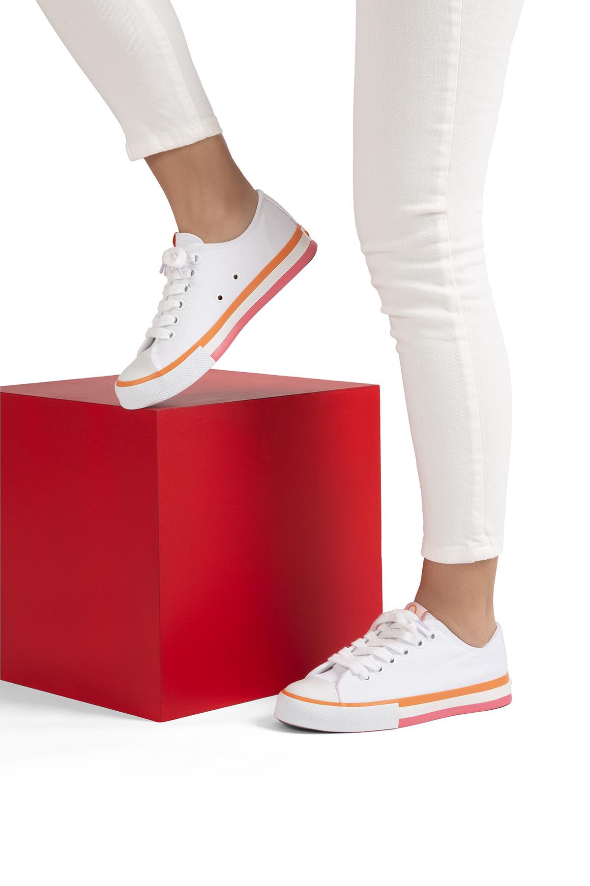 ® | BN-90176 - 3374 Beyaz Turuncu - Kadın Spor Ayakkabı - Görsel 4