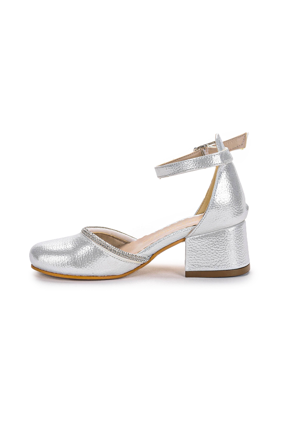 Ressa Taşlı Kız Çocuk 5 Cm Topuklu Sandalet Abiye Ayakkabı Sedef - Görsel 6