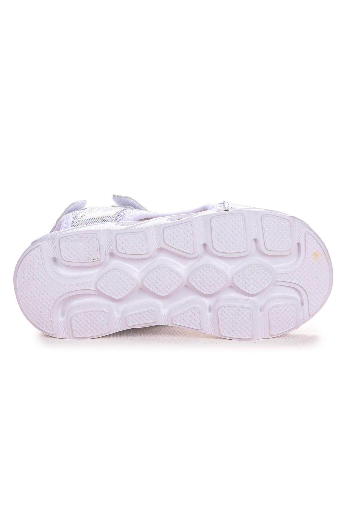 133 Hologram Işıklı Kız Çocuk Cırtlı Sandalet Ayakkabı Beyaz - Görsel 6