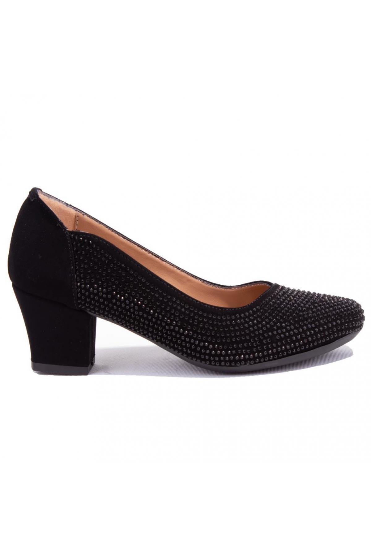 DZA07-7268670 Siyah Süet Klasik Topuklu Kadın Ayakkabı - Görsel 3