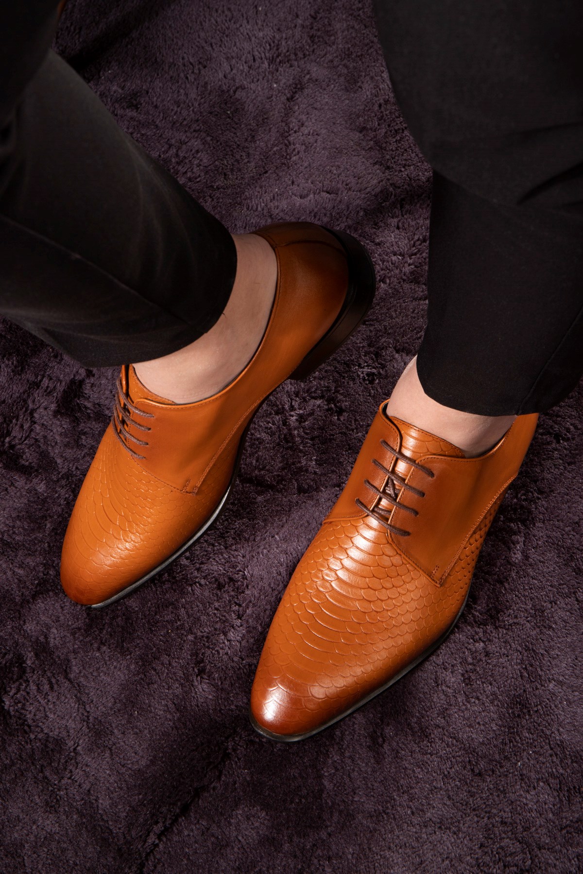 Croco Hakiki Deri Erkek Klasik Ayakkabı, Derby Klasik Ayakkabı, Bağcıklı Klasik Ayakkabı - Görsel 5