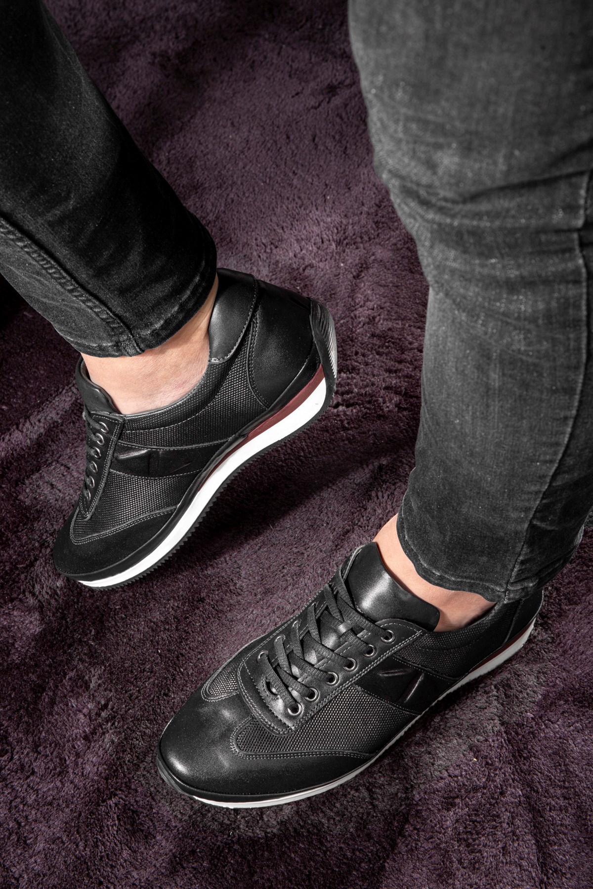 Stripe Hakiki Deri Erkek Günlük Ayakkabı, Casual Ayakkabı, %100 Deri Ayakkabı - Görsel 3