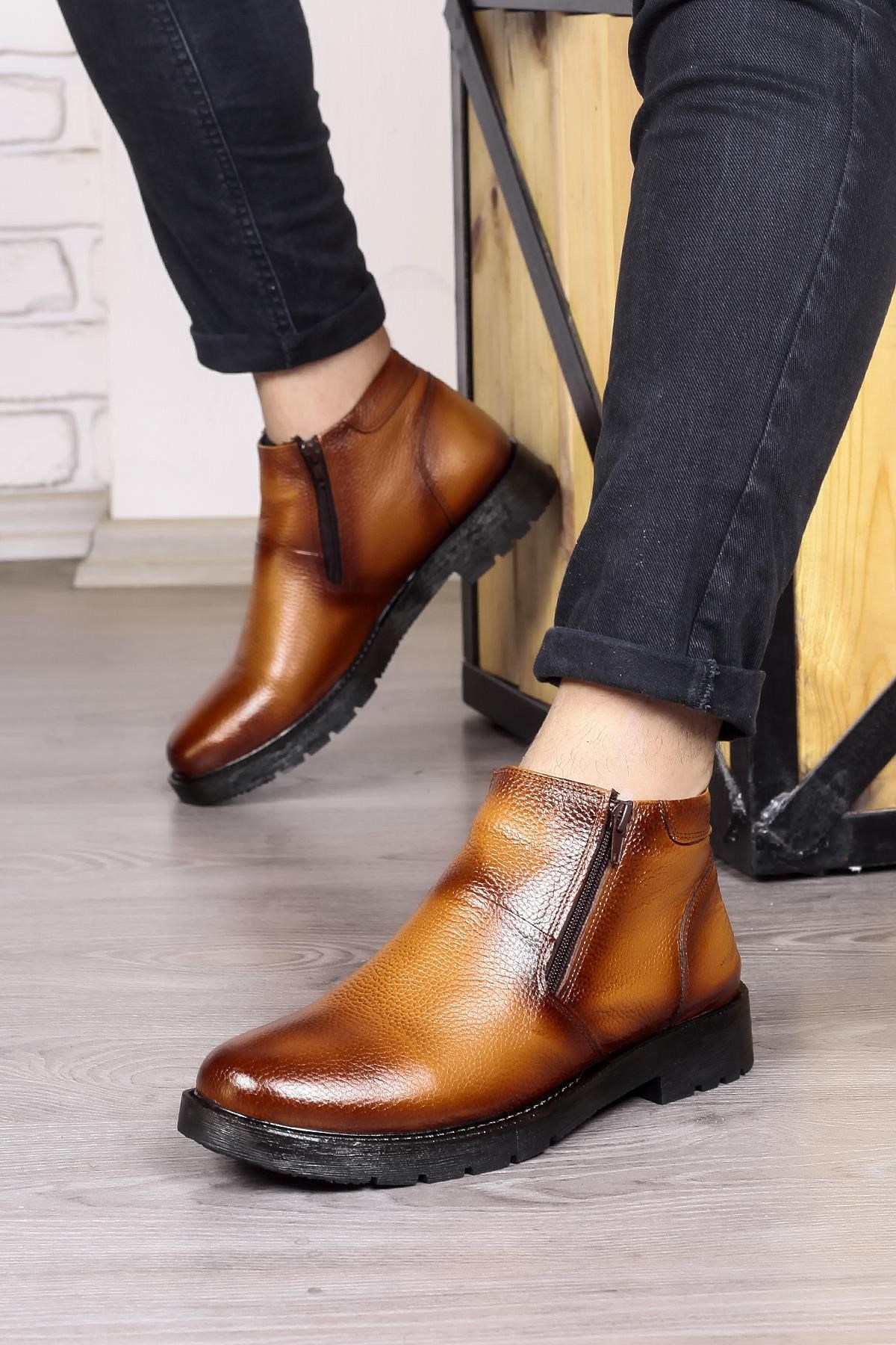 Chelsea Hakiki Deri Kaydırmaz Taban Fermuarlı Günlük Bot - Görsel 5