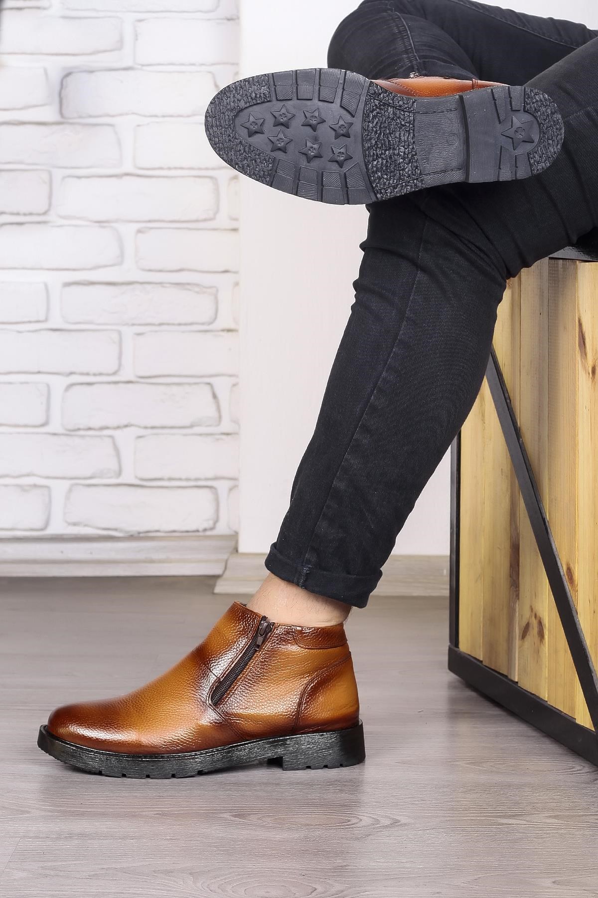 Chelsea Hakiki Deri Kaydırmaz Taban Fermuarlı Günlük Bot - Görsel 6