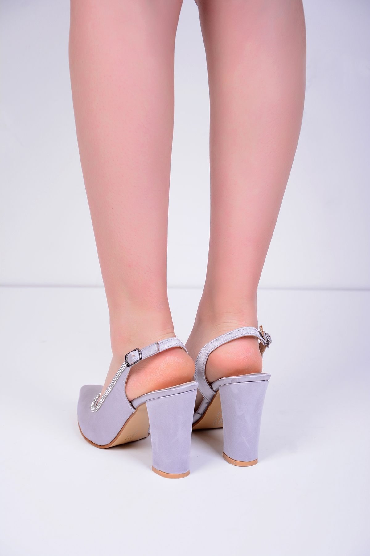 1661 Saten Kadın Topuklu Ayakkabı Abiye Düğün Nişan Ayakkabısı - Görsel 5