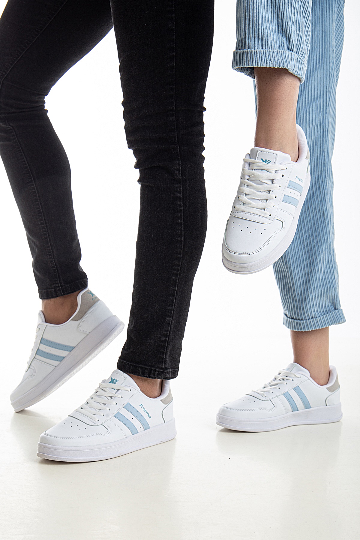 Unisex Garantili Ortopedik İç Tabanlık Hafif Esnek Sağlam Sneaker Spor Ayakkabı Beyaz Mavi - Görsel 4