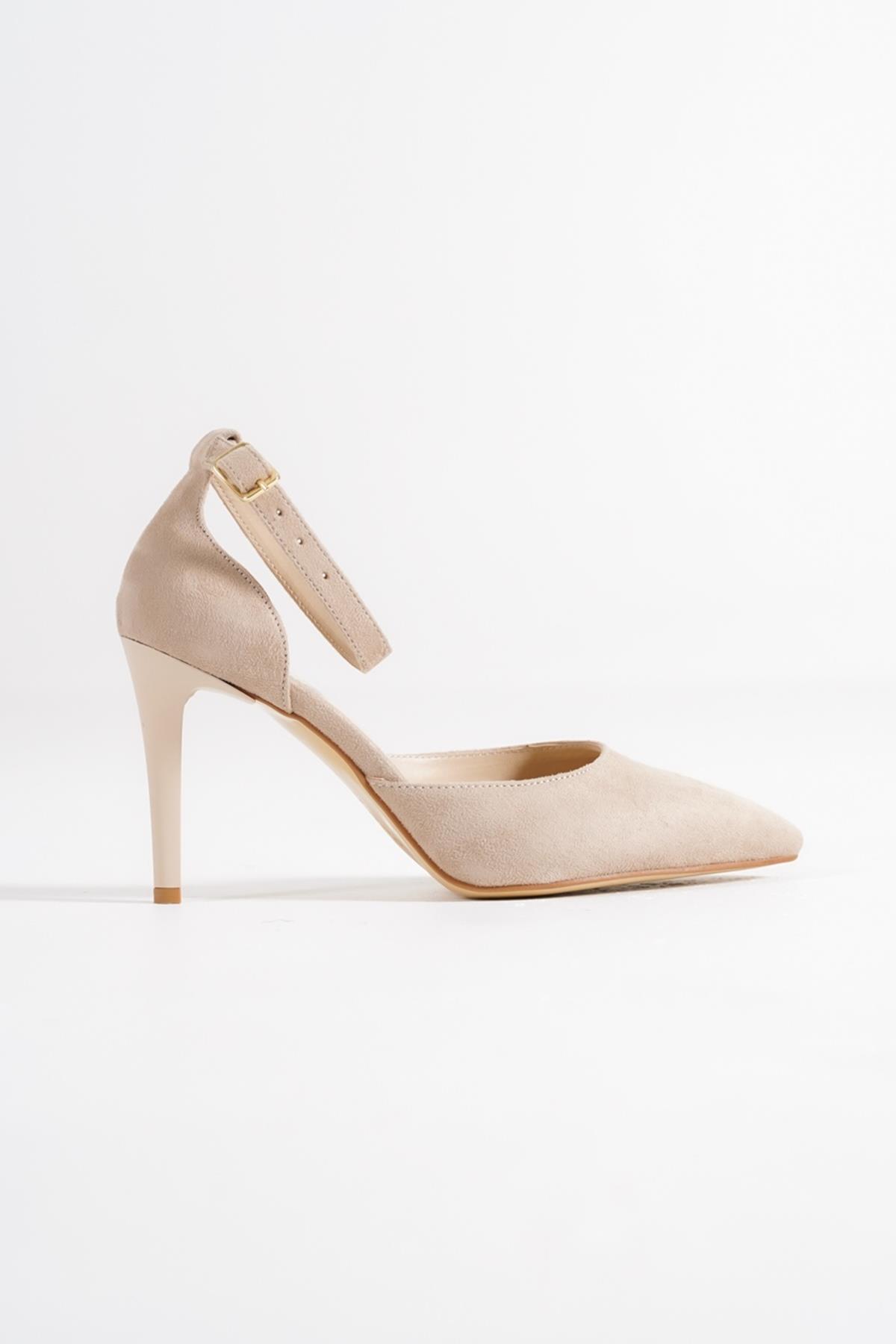 Lopez Ten Süet Stiletto Bilekten Bantlı Topuklu Ayakkabı - Görsel 3