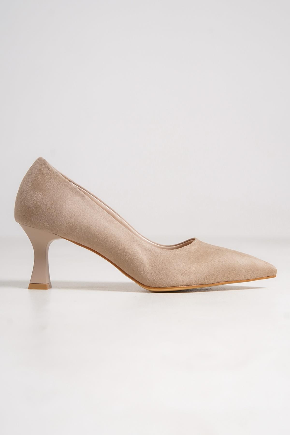 Kandy Ten Süet Stiletto Kadeh Topuklu Ayakkabı - Görsel 3