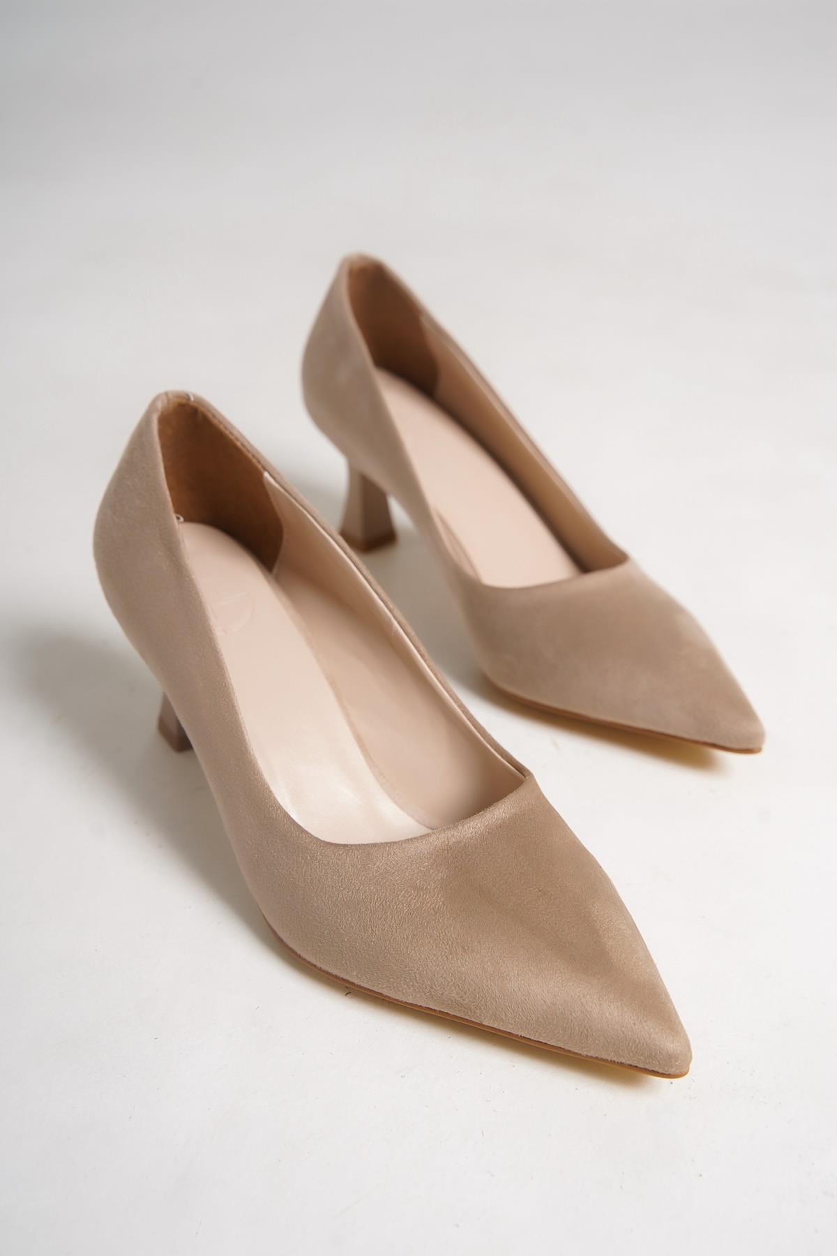 Kandy Ten Süet Stiletto Kadeh Topuklu Ayakkabı - Görsel 5