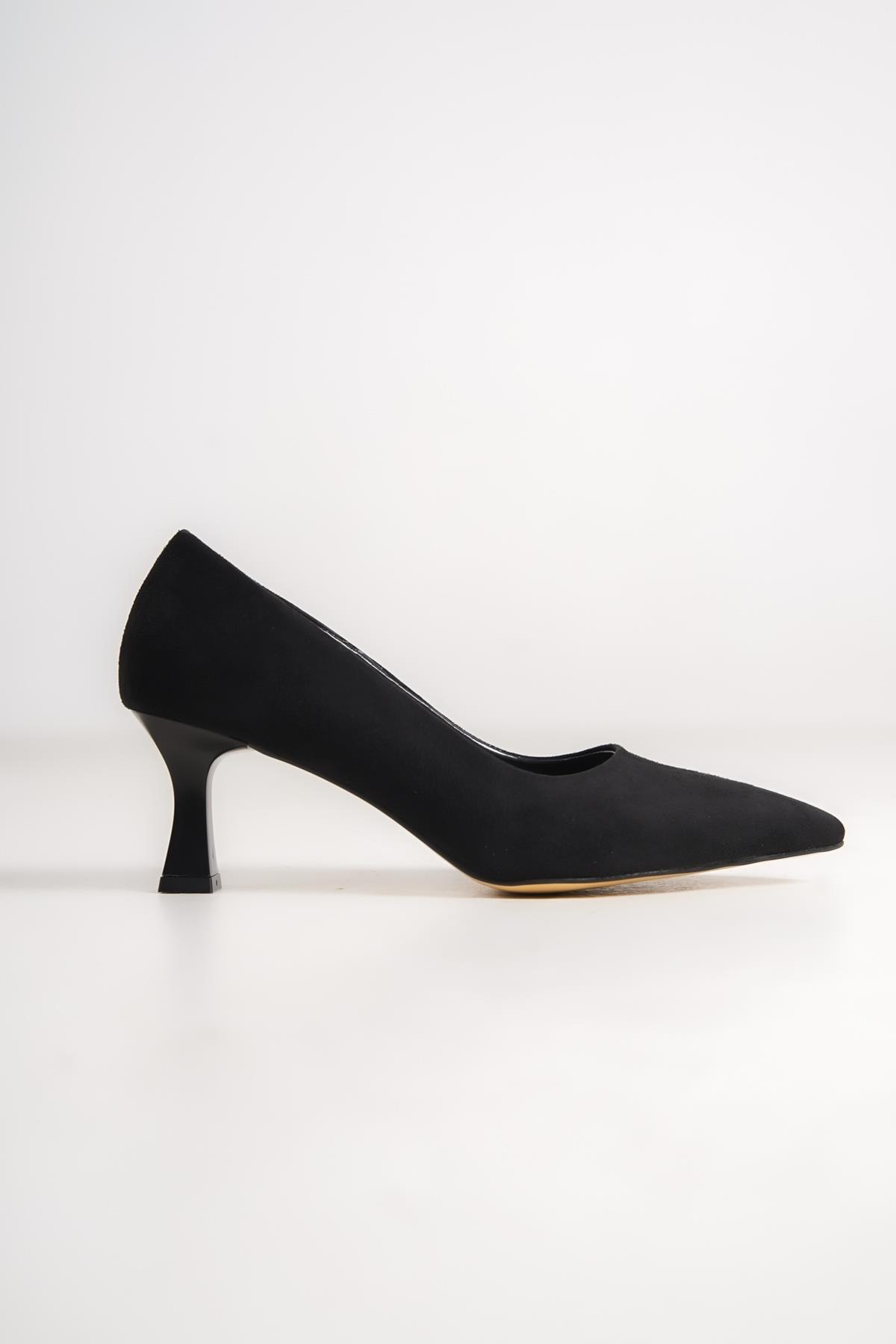 Kandy Siyah Süet Stiletto Kadeh Topuklu Ayakkabı - Görsel 3