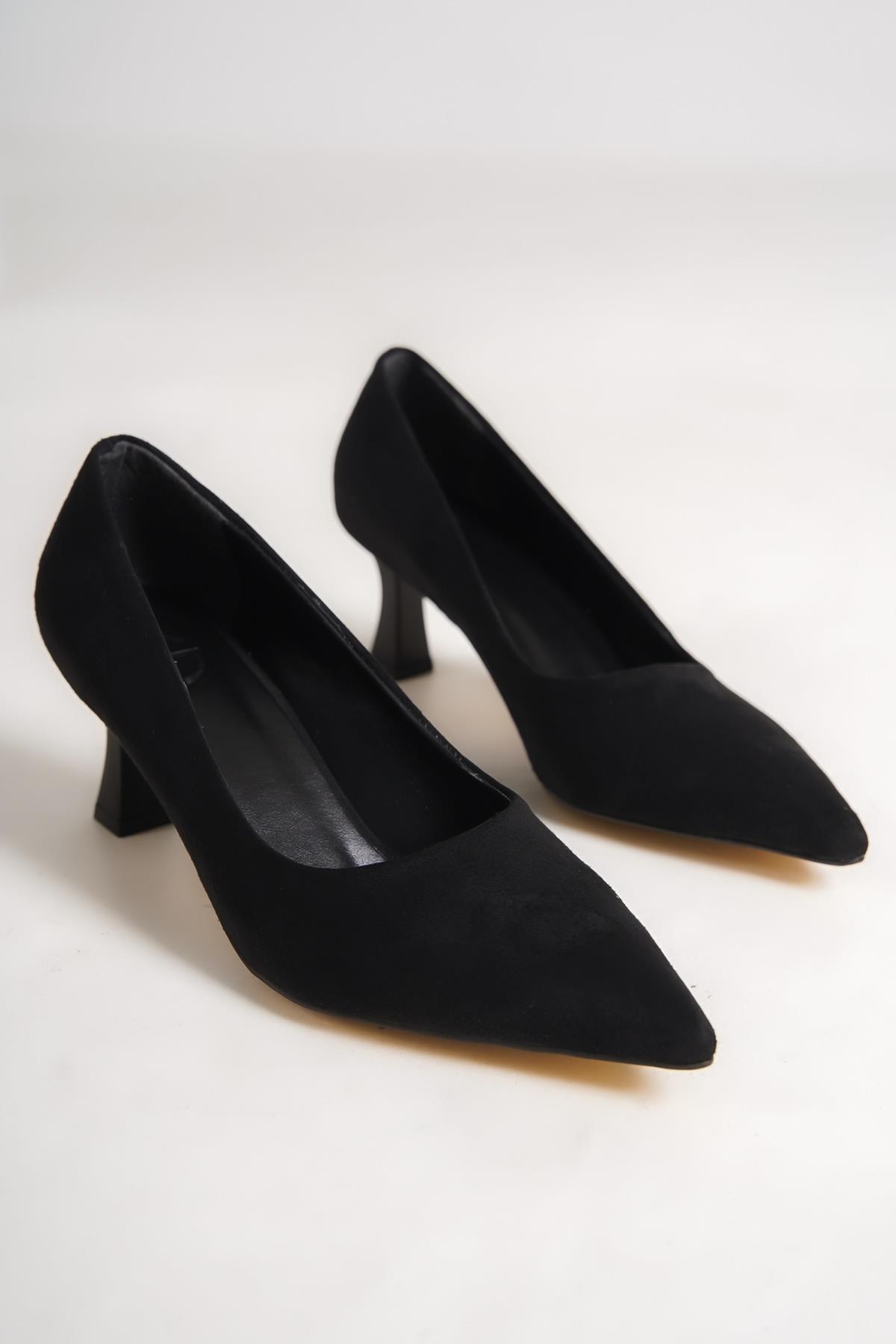 Kandy Siyah Süet Stiletto Kadeh Topuklu Ayakkabı - Görsel 5