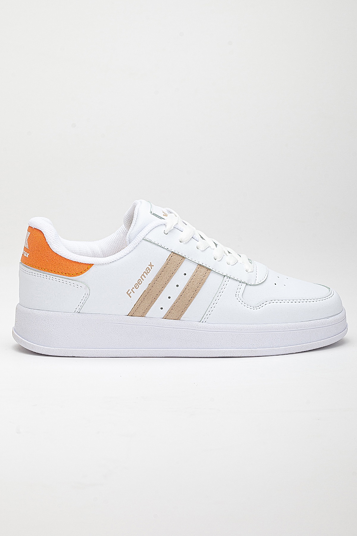 Unisex Garantili Ortopedik İç Tabanlık Hafif Esnek Sağlam Sneaker Spor Ayakkabı Beyaz Oranj - Görsel 5