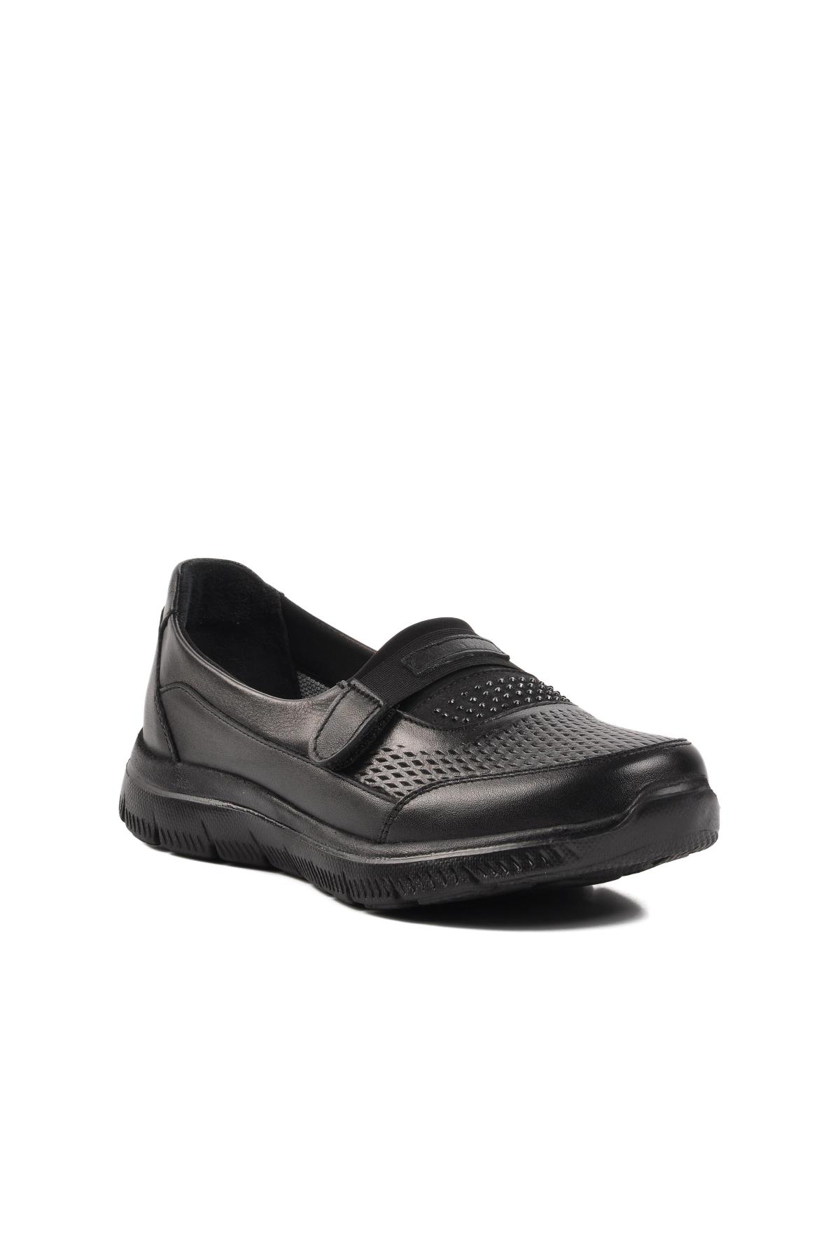 9294 Siyah Hakiki Deri Kadın Günlük Ayakkabı - Görsel 4