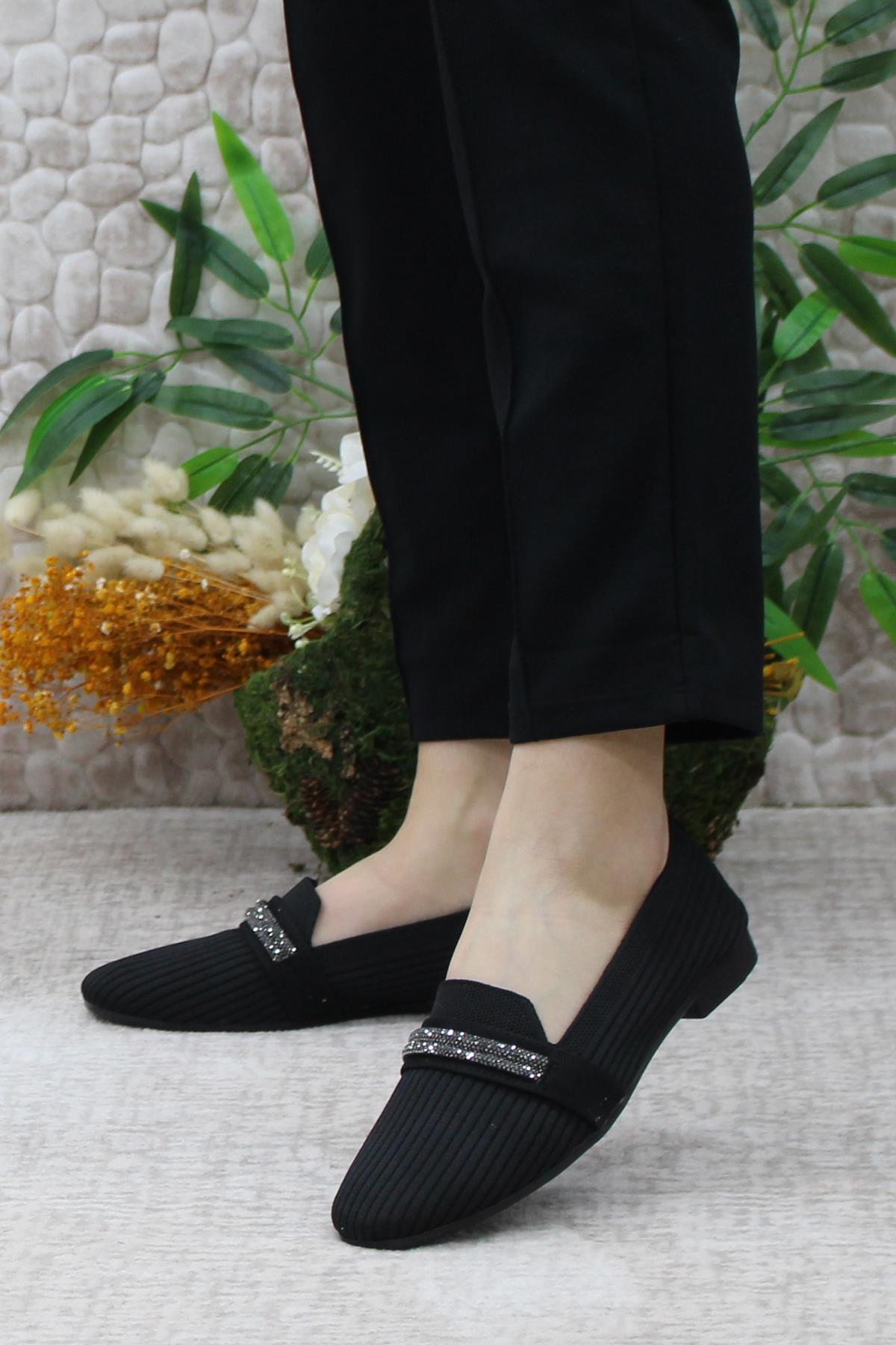 9532 Fashion Taşlı Kadın Babet - Görsel 4