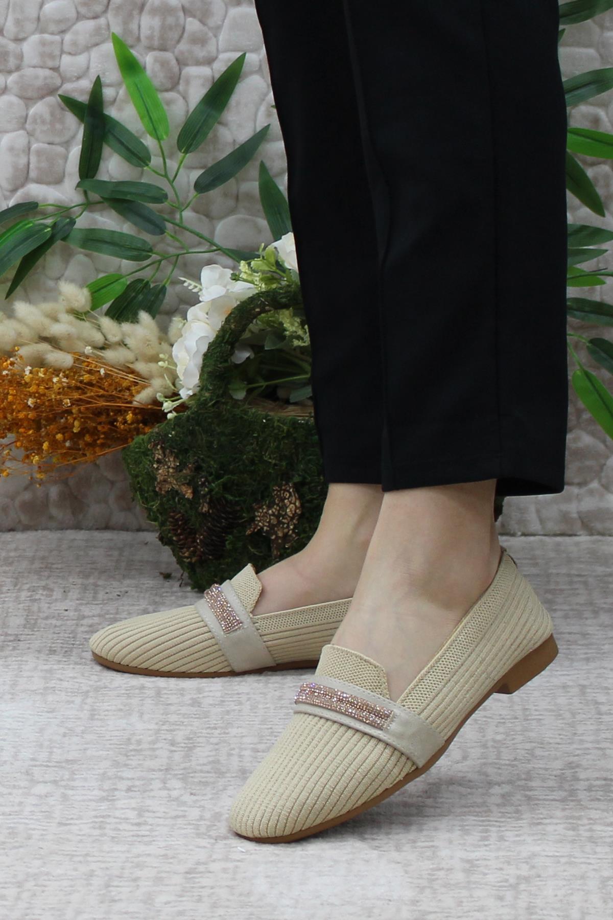 9532 Fashion Taşlı Kadın Babet - Görsel 4