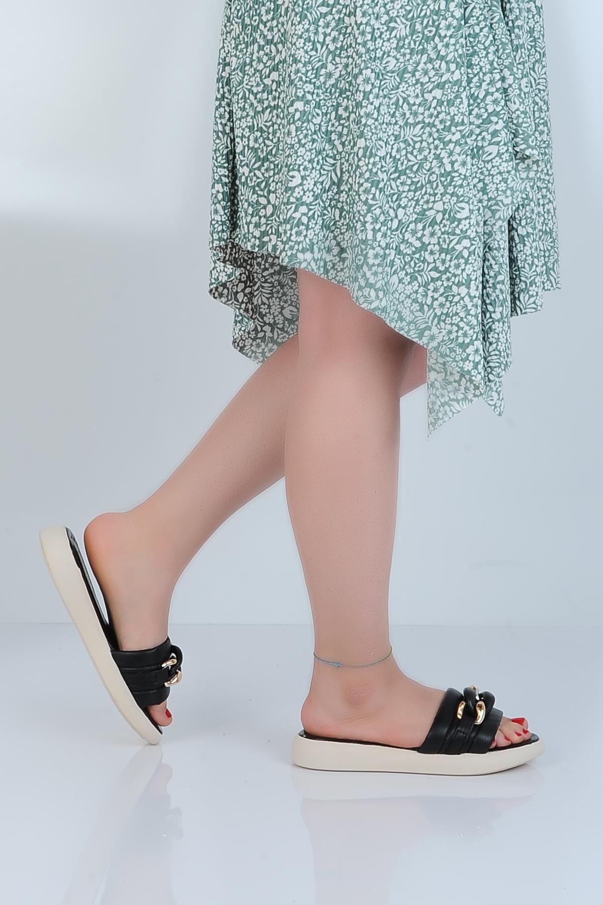 5540 Siyah Günlük Kadın Düz Terlik - Görsel 3