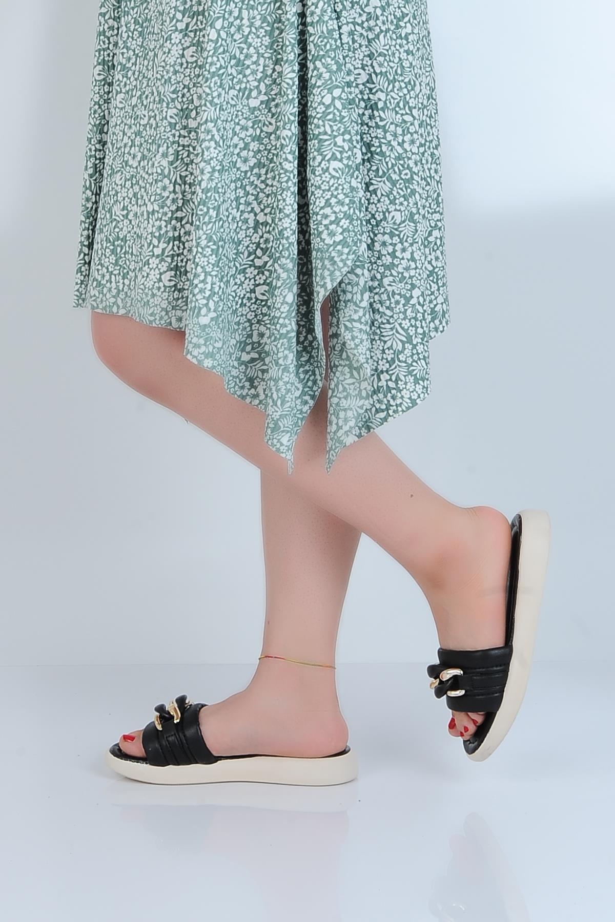 5540 Siyah Günlük Kadın Düz Terlik - Görsel 2