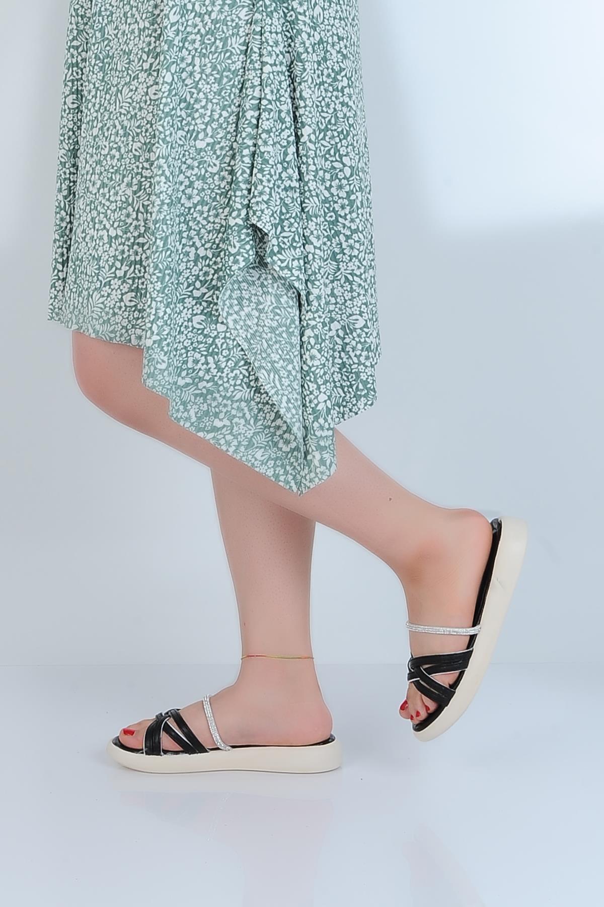 5530 Siyah Günlük Kadın Düz Terlik - Görsel 2