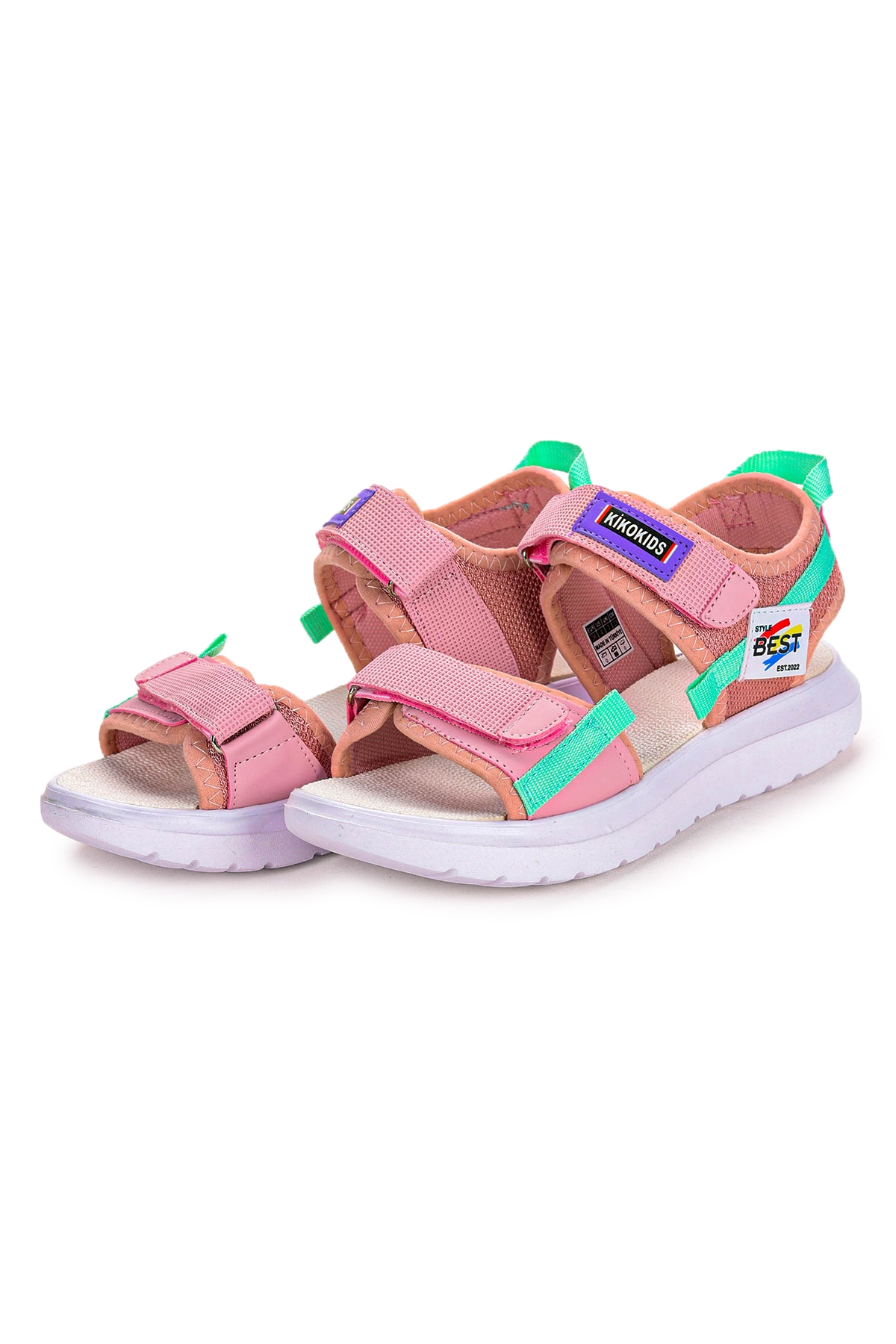 Cırtlı Yürüyüş Kız/Erkek Çocuk Sandalet 200 Pudra - Yeşil - Görsel 4